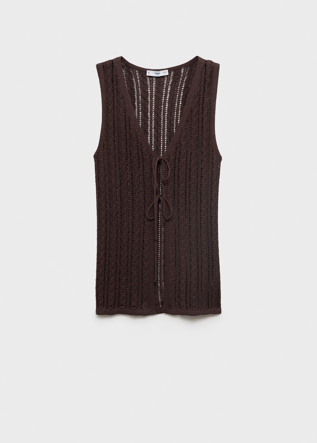 Openwork knitted vest with bow closure - Women | MANGO USA Openwork knitted vest with bow closure - Women | MANGO USA