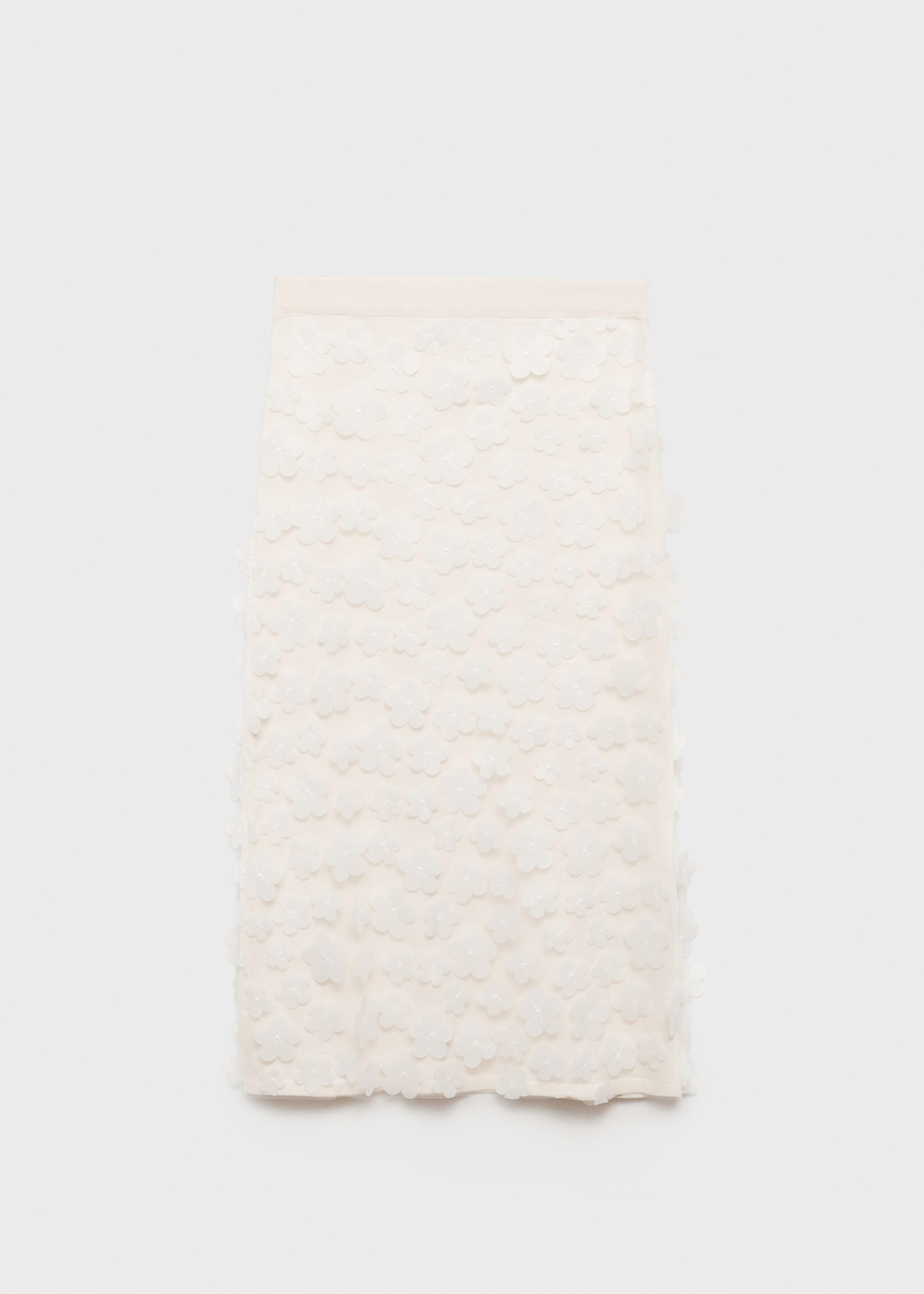 Midi-skirt with embossed flowers - Article without model, White. Ref: 87088648-00.