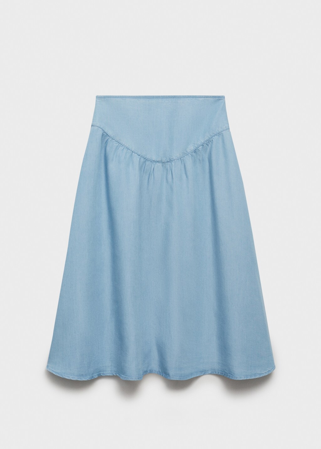 Soft denim midi-skirt with gathered detail - image 5