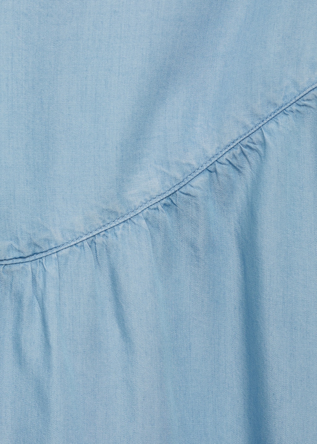 Soft denim midi-skirt with gathered detail