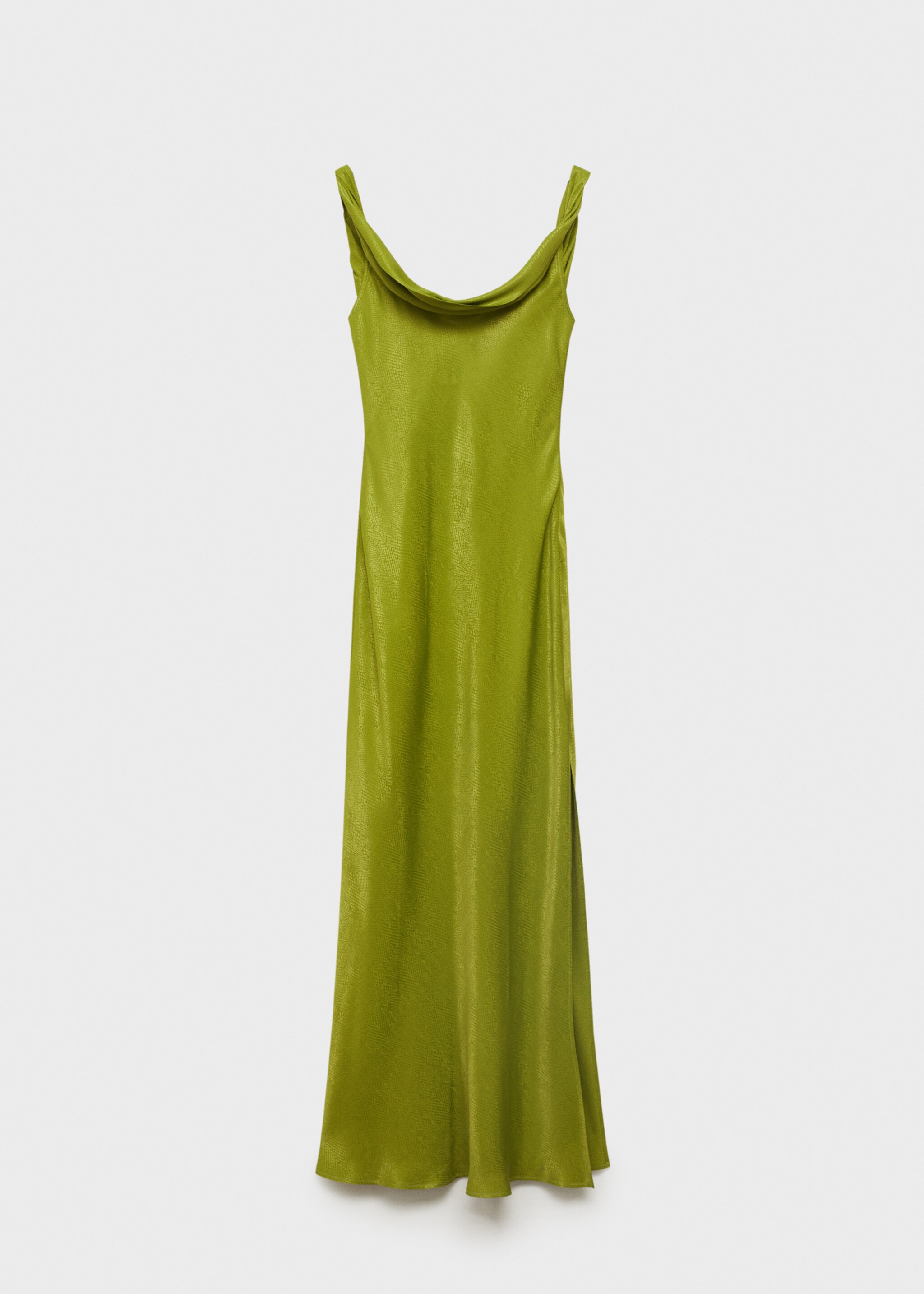 Satin texture dress with draped neck - Artikel zonder model