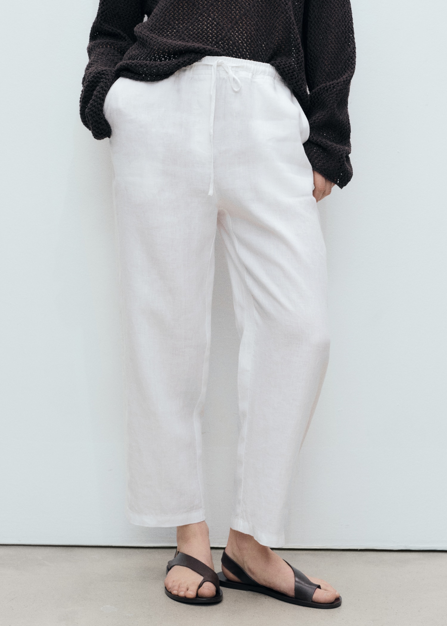 Pantalon droit lin - Plan moyen