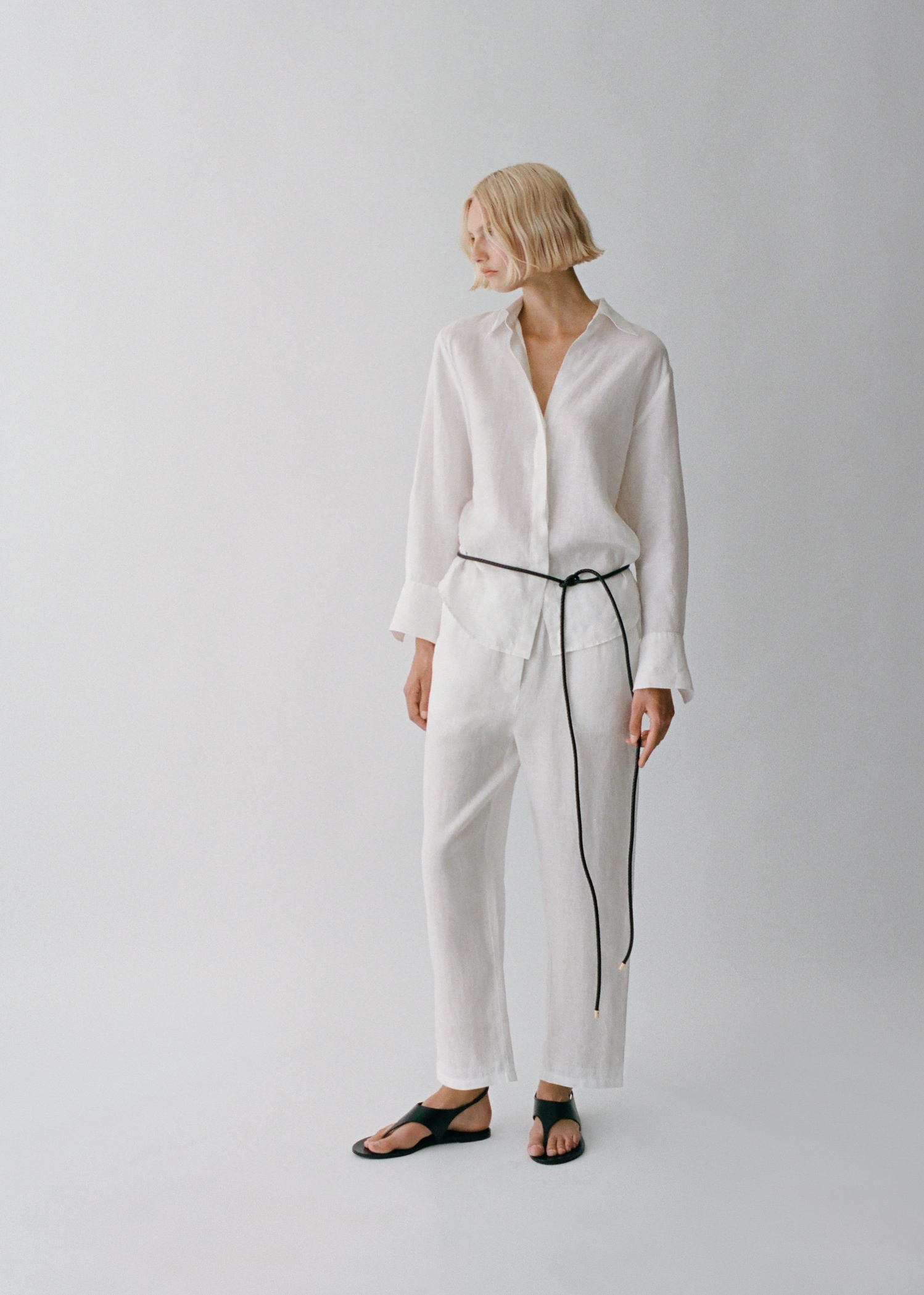 Pantalón recto lino Mujer MANGO España (Península y Baleares)