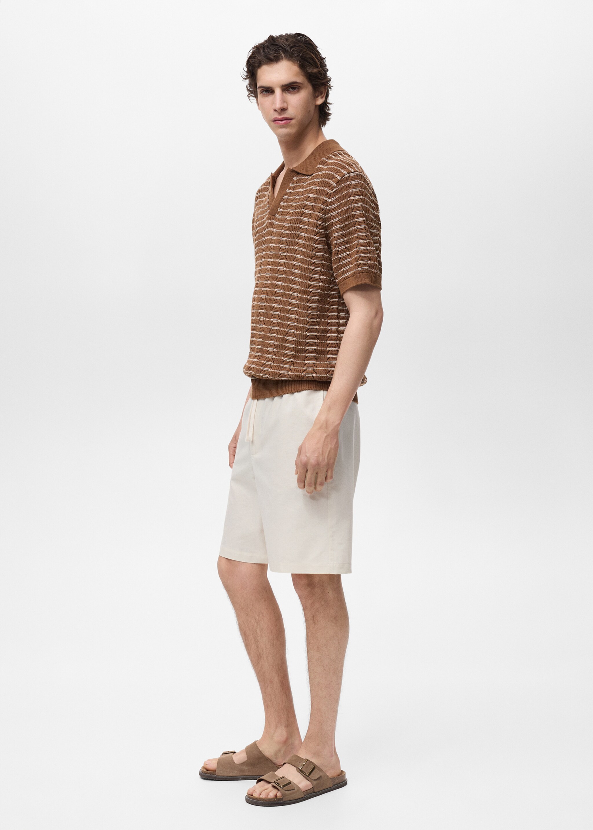 Cotton-linen blend bermuda shorts - Details of the article 2