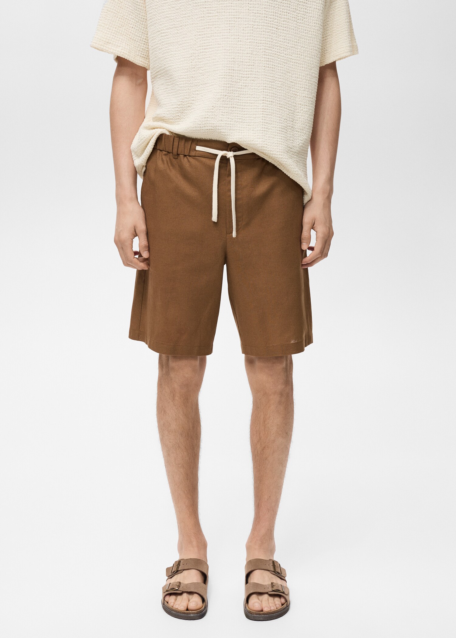 Bermudas en mélange coton lin - Plan moyen