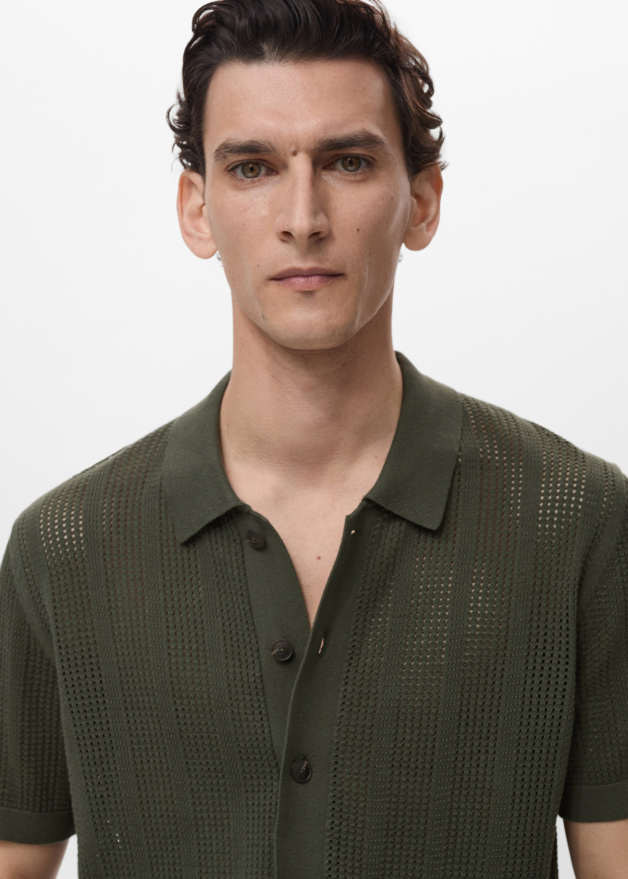 Chemise maille ajourée et structurée rayures - Détail de l'article 1