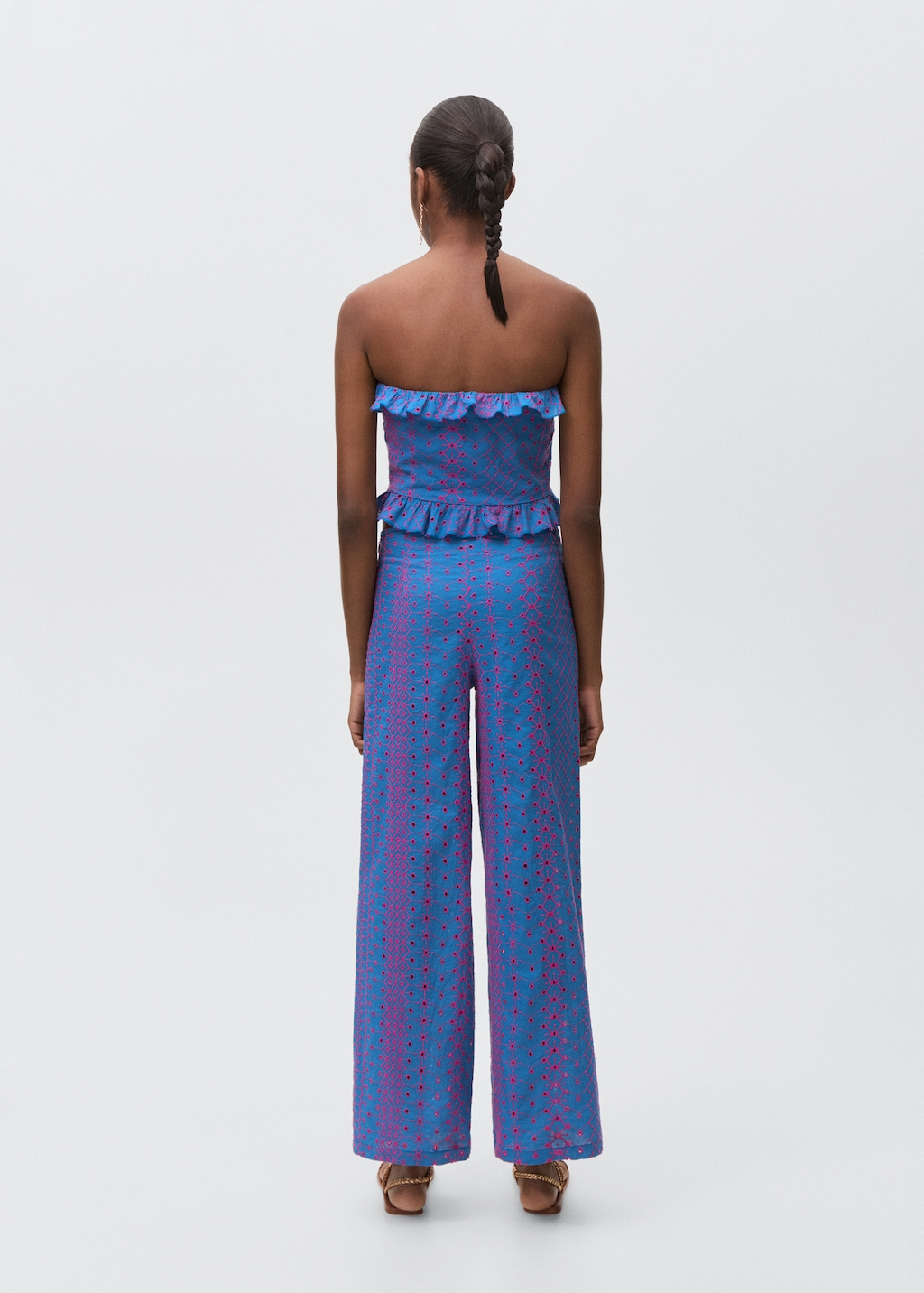 Pants with contrasting Swiss embroidery - Teen | MANGO USA
