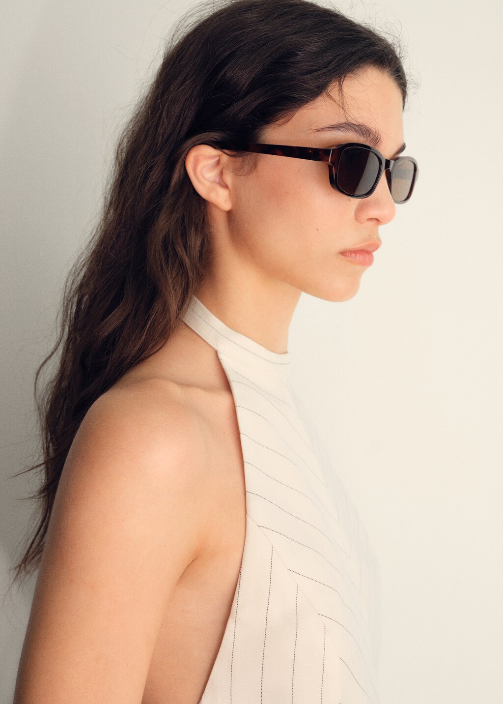 Mango Striped halter-neck top