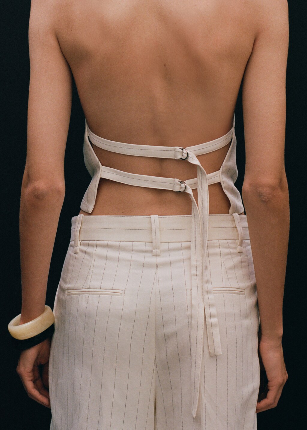 Mango Striped halter-neck top