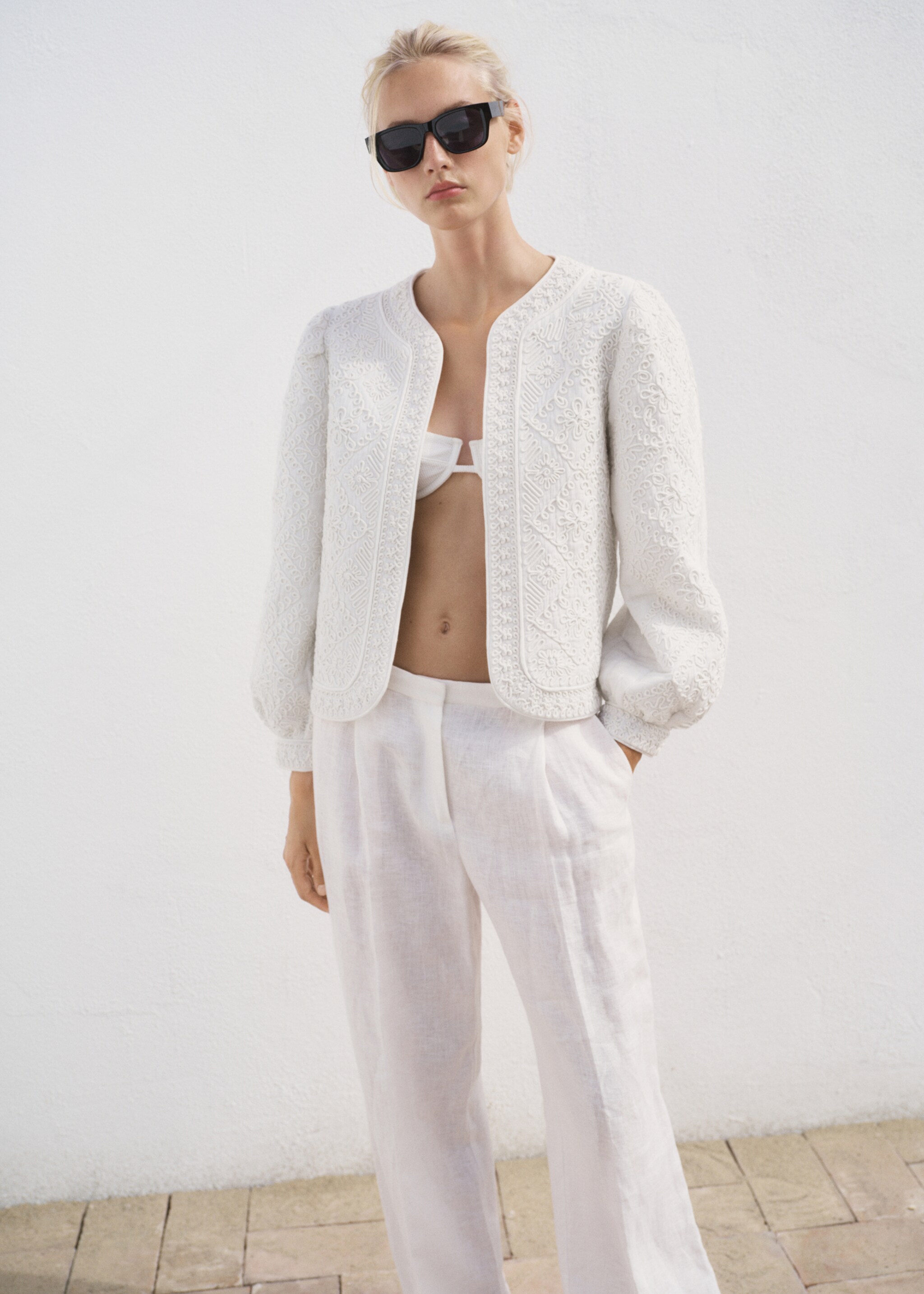 Embroidered cotton jacket - Medium plane