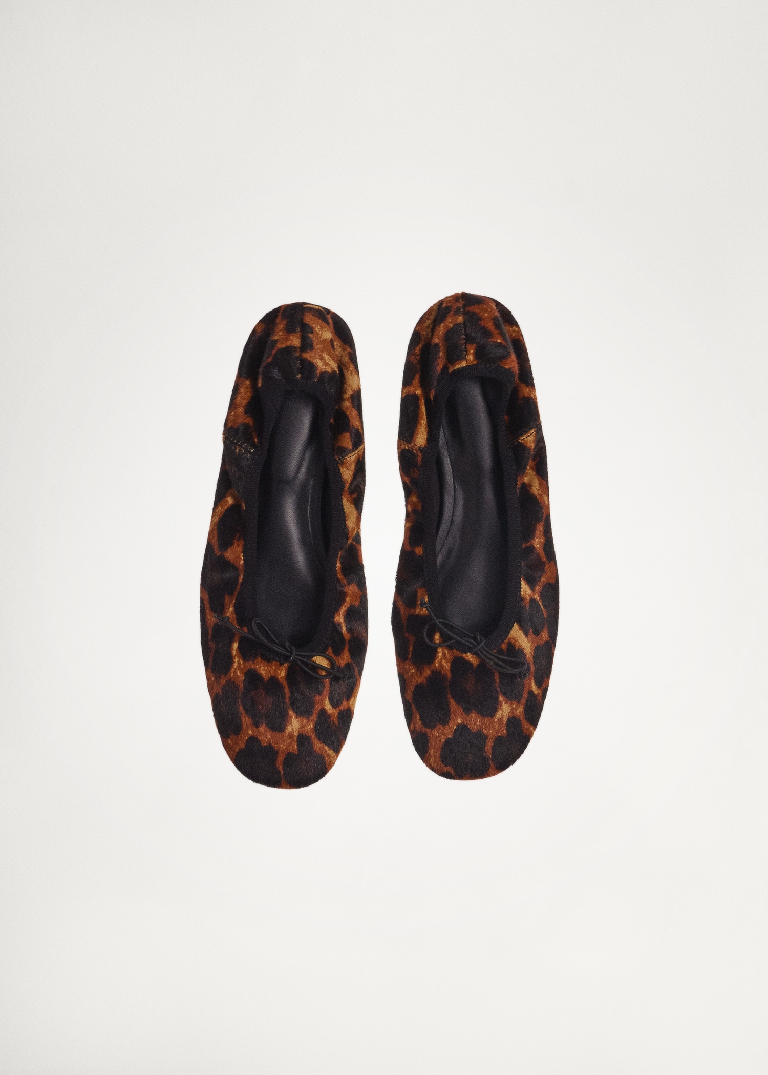 Animal print leather ballerina - Main Image