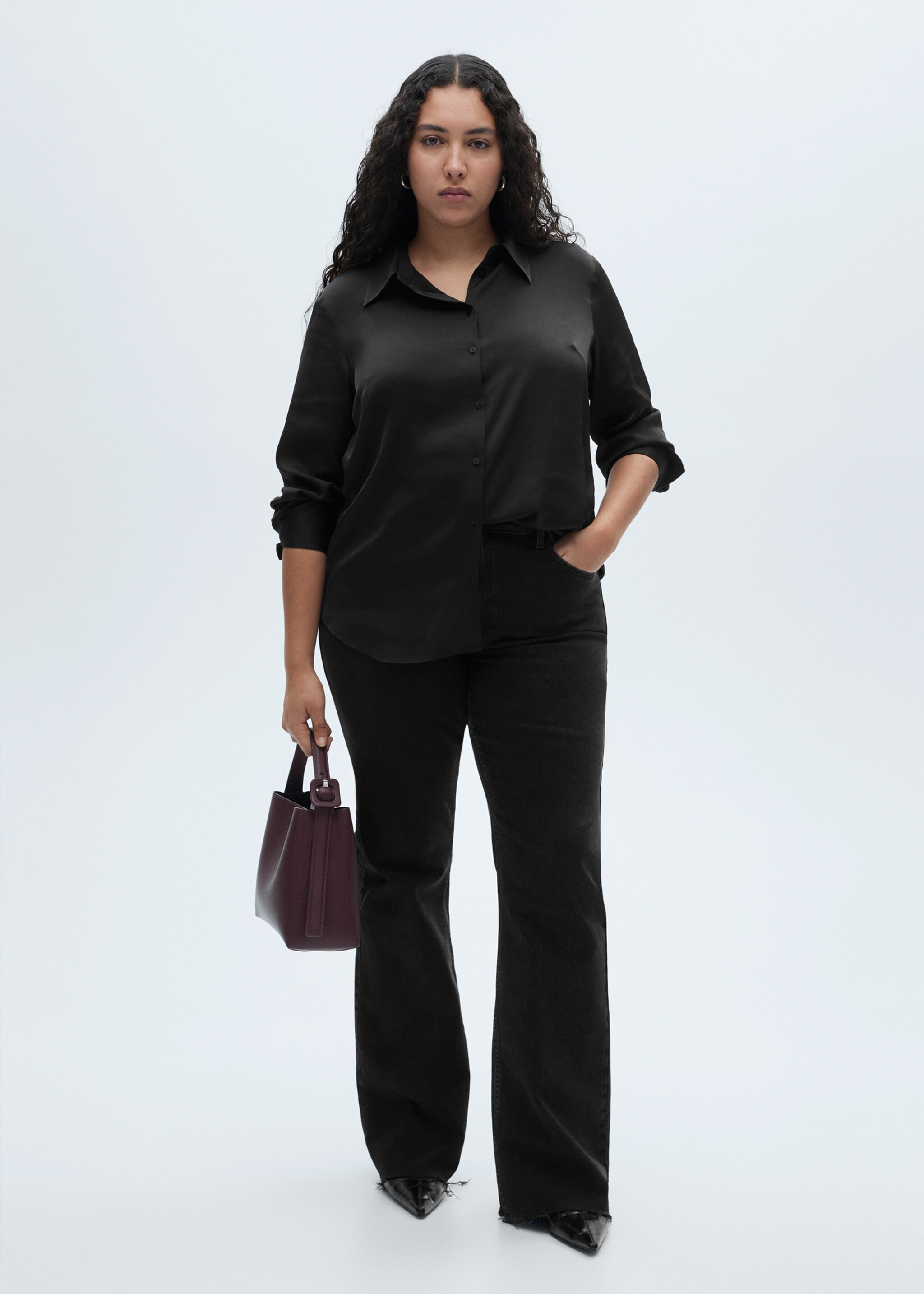 Satin finish flowy shirt - Details of the article 3