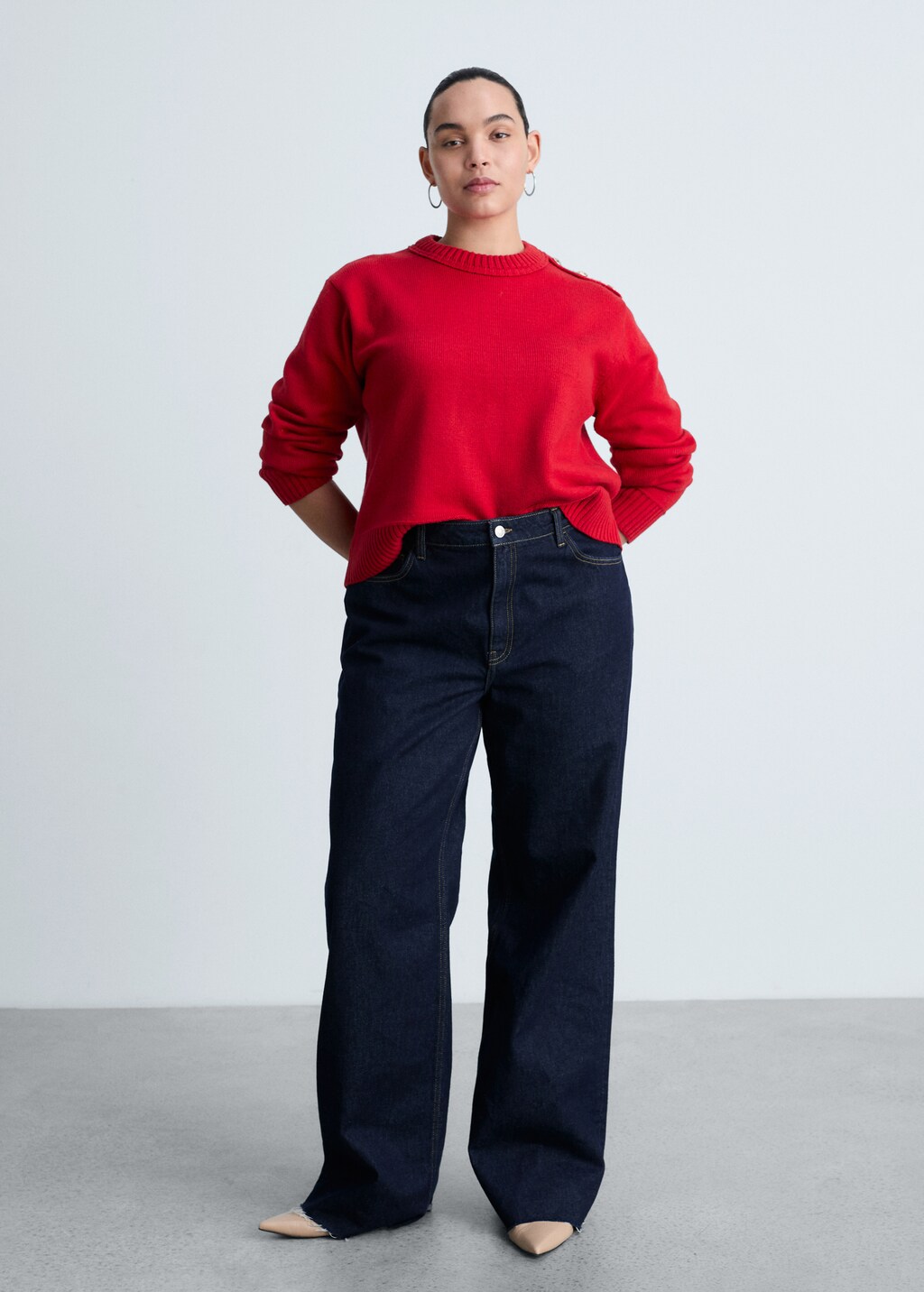 Mango Knitted sweater with jewel buttons