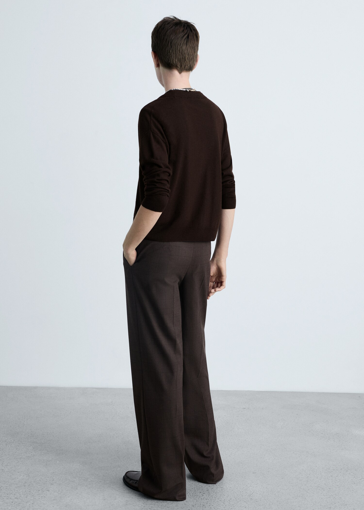 V-neck knitted cardigan - Reverse of the article