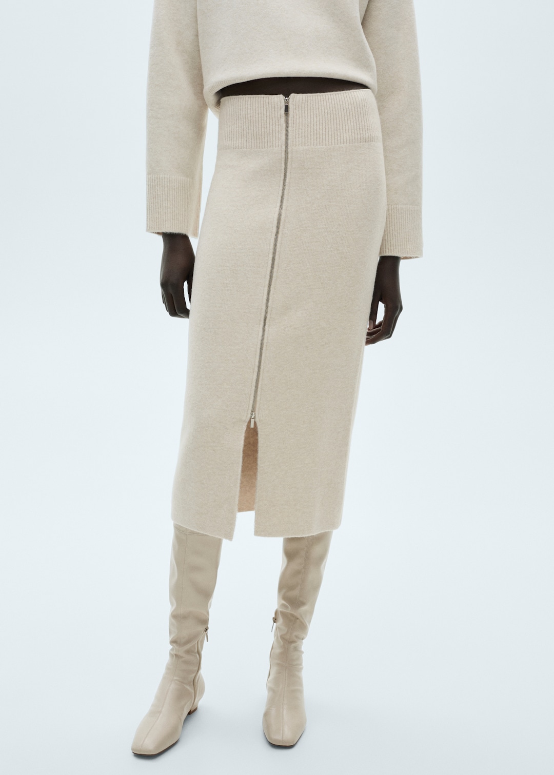 Zipper knit midi skirt - Women | MANGO USA