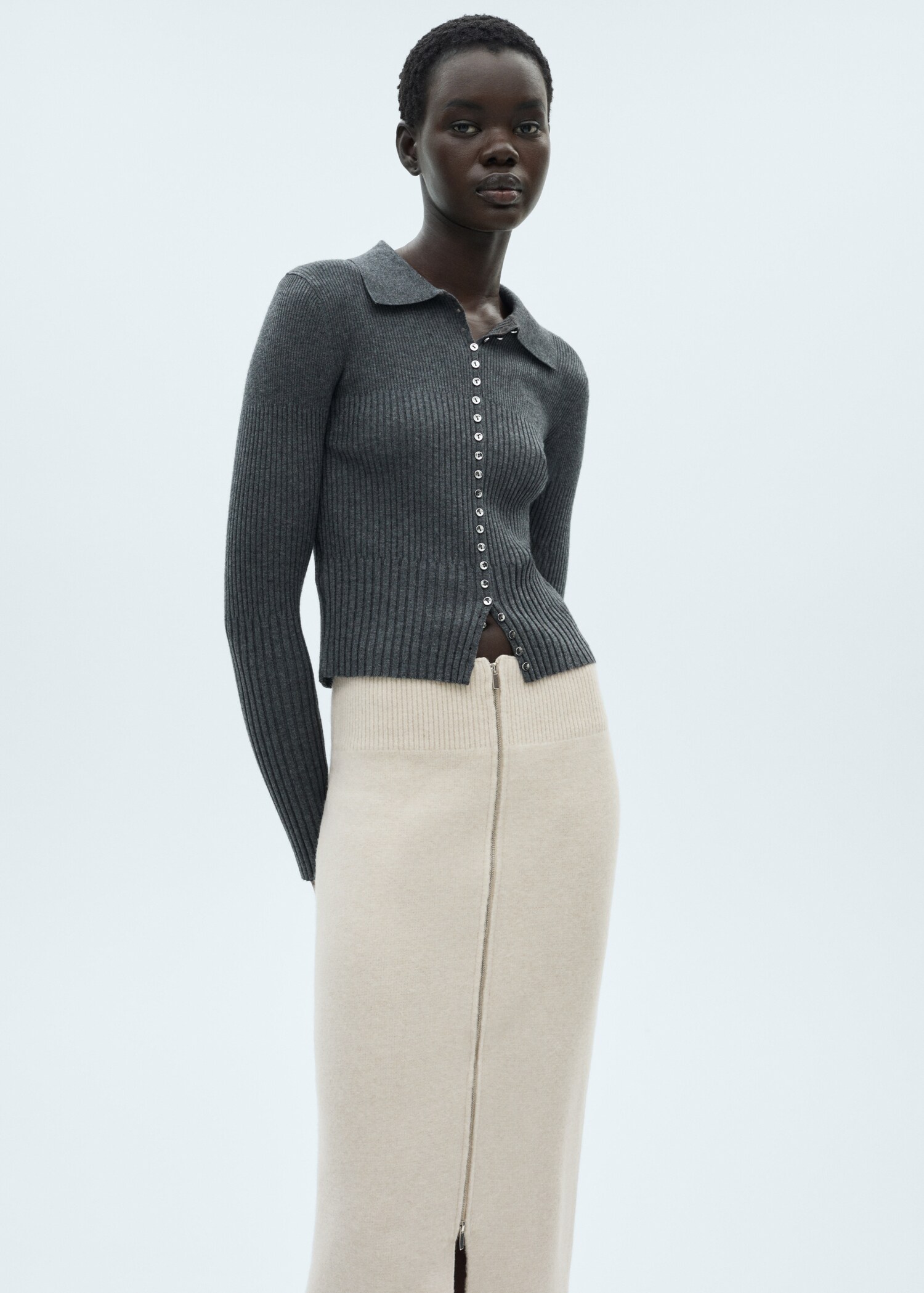 Zipper knit midi skirt - Details of the article 1