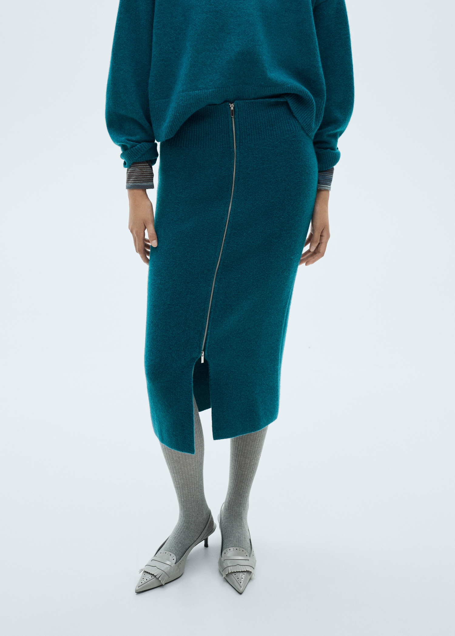 Zipper knit midi skirt MANGO Maldives - Main Image