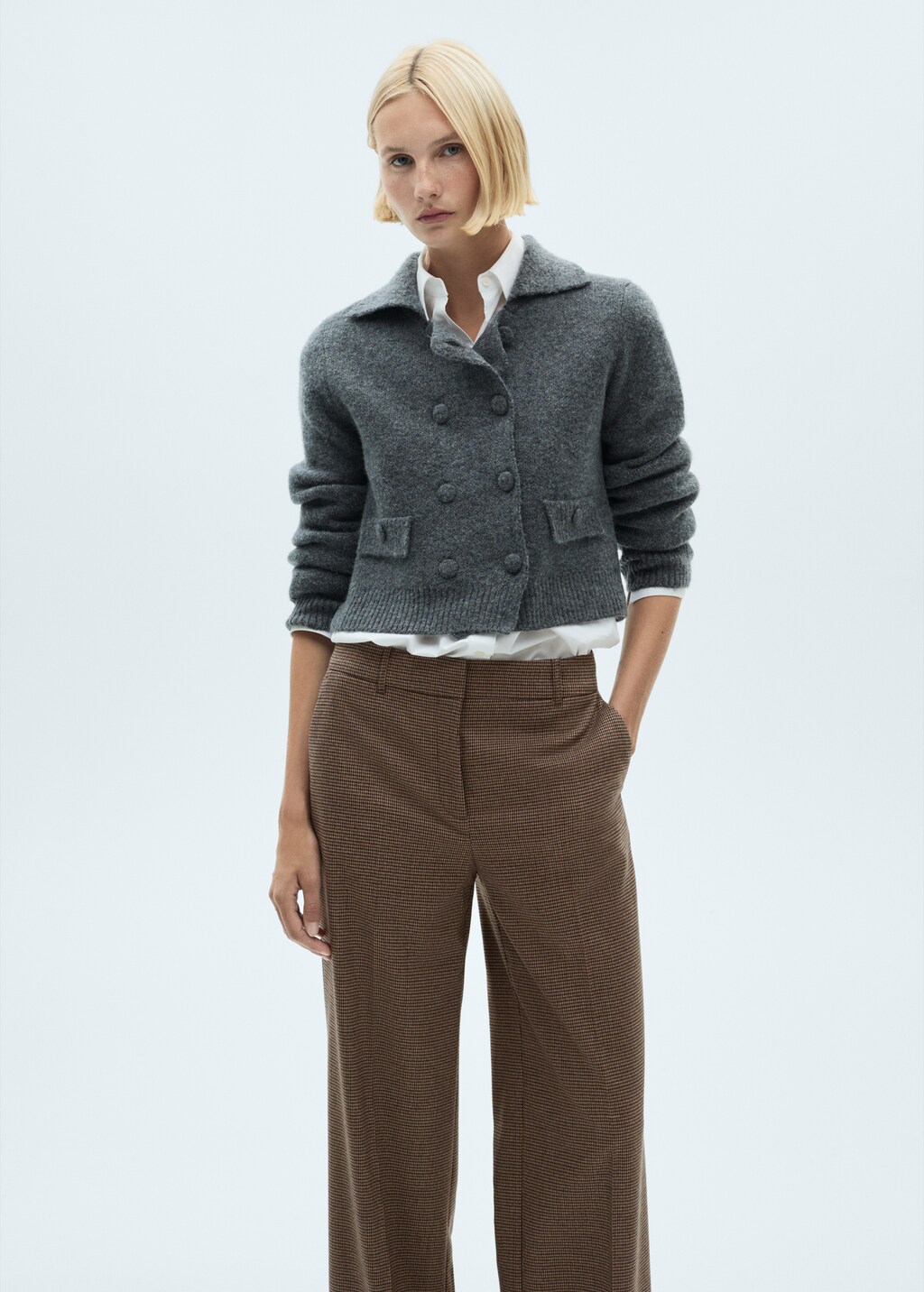 Mid-rise wide leg pants