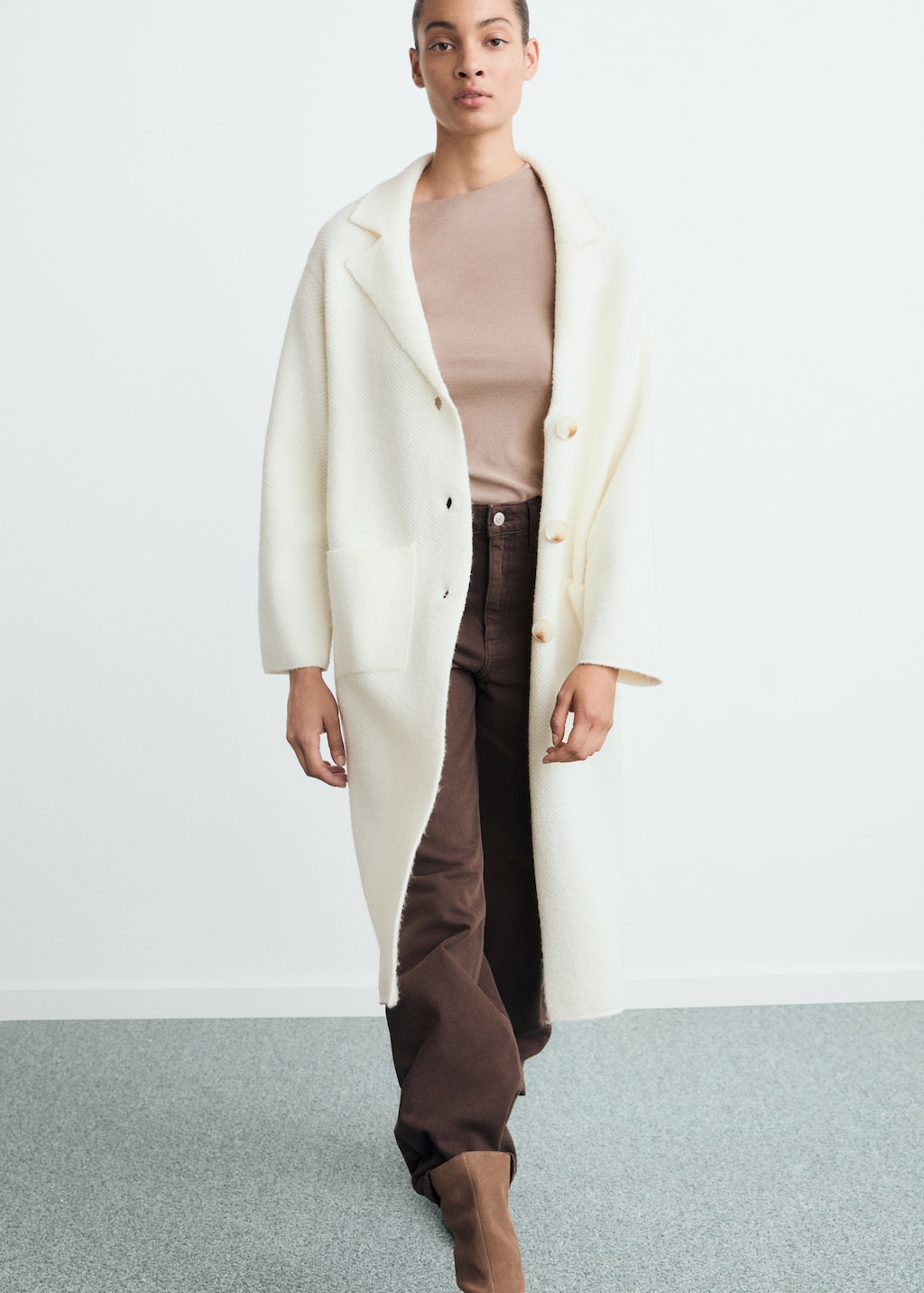 Knitted long coat