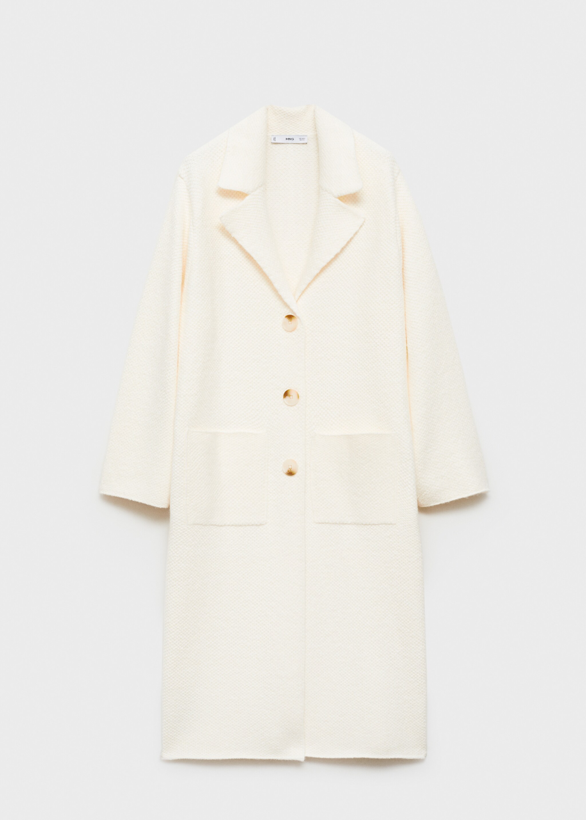 Knitted coat with pockets - Article without model, Ecru. Ref: 87090446-00.