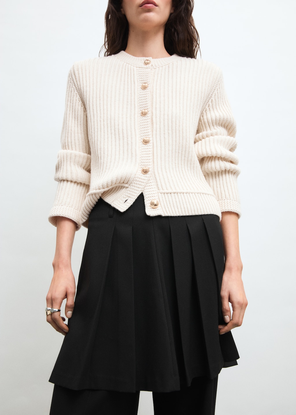 Knitted cardigan with jewel button - Women | MANGO USA Knitted cardigan with jewel button - Women | MANGO USA