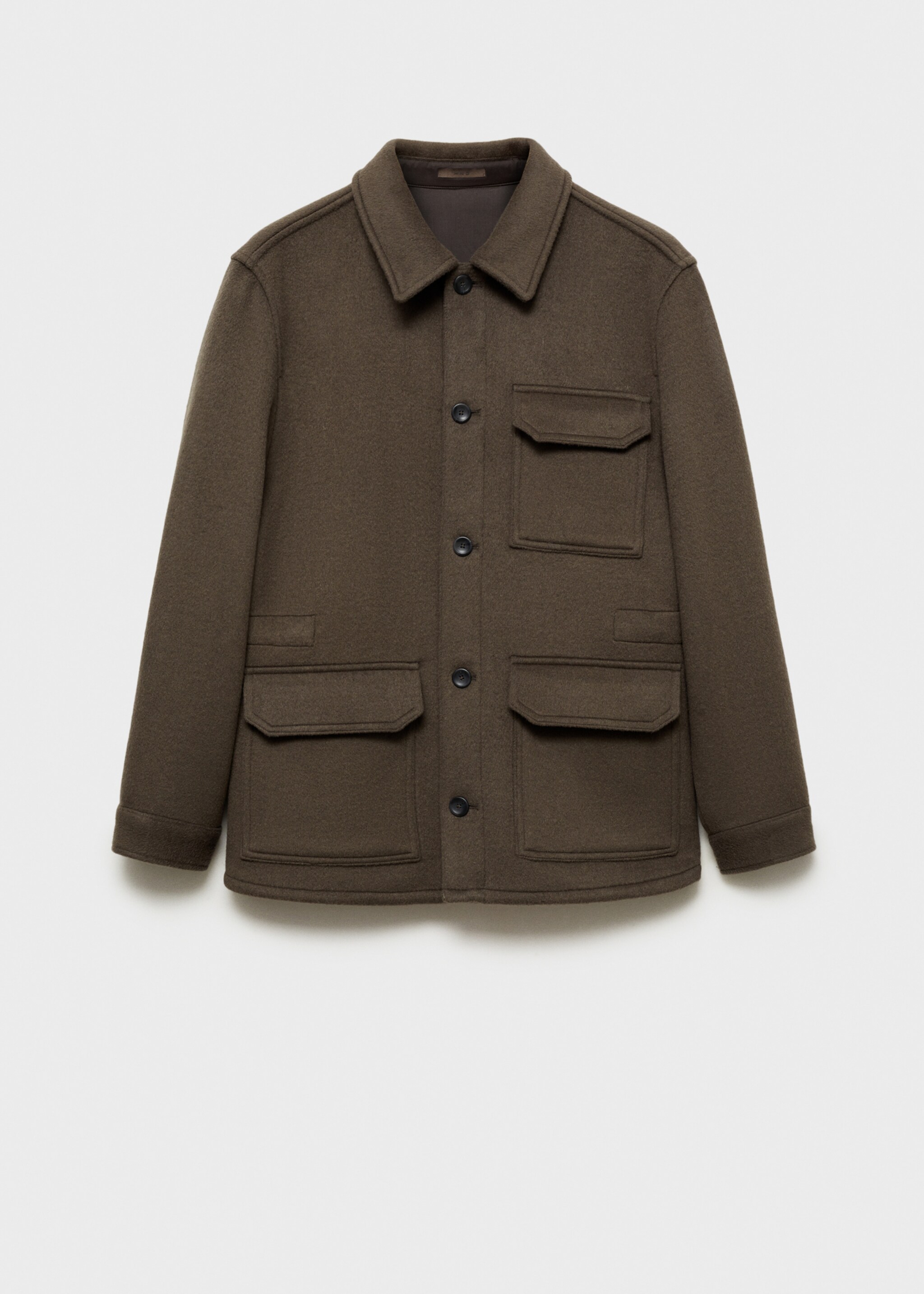 Wool-blend flannel overshirt - Article without model, Khaki. Ref: 87090573-00.