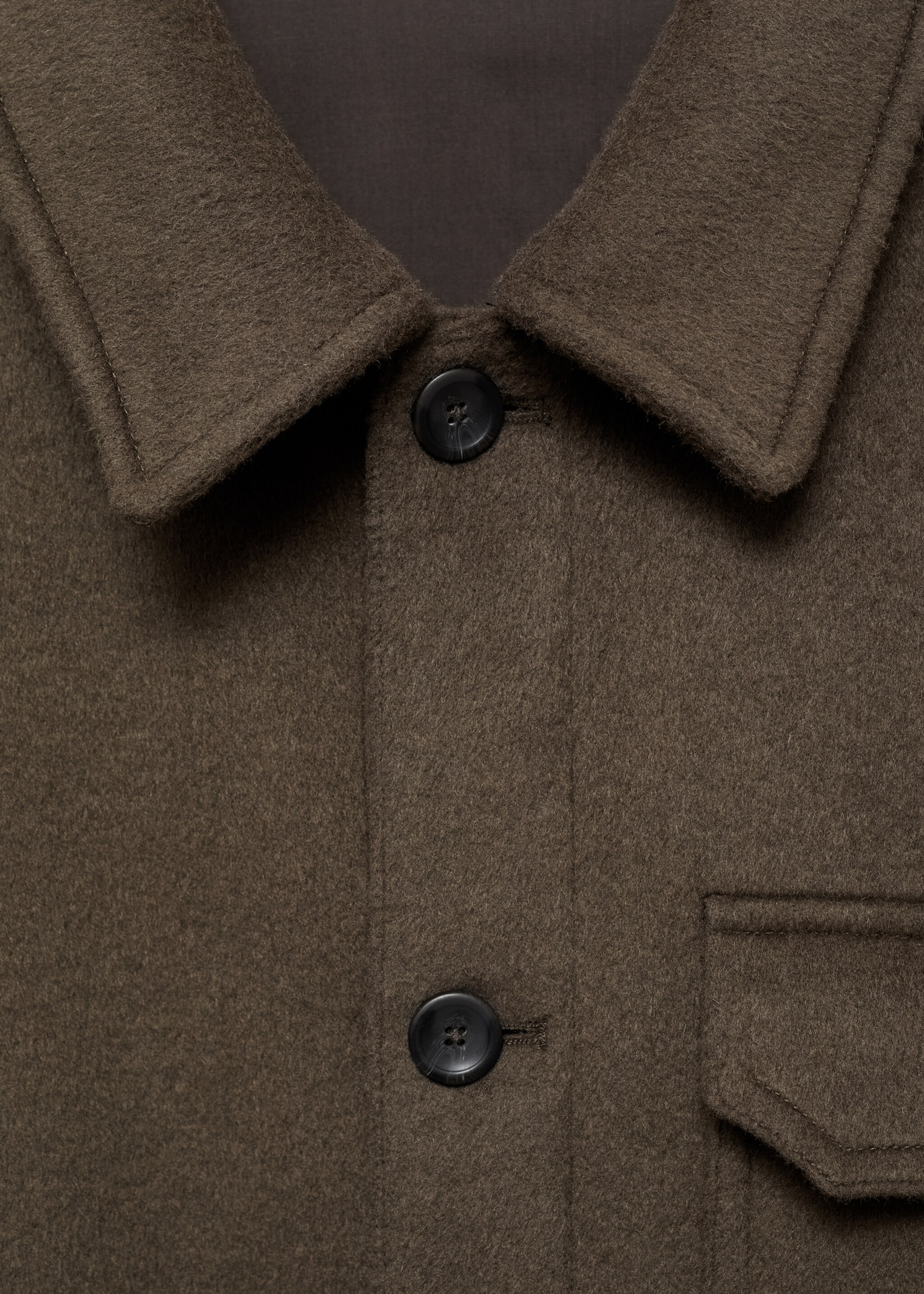 Wool-blend flannel overshirt - Details of the article 8, Khaki. Ref: 87090573-00.