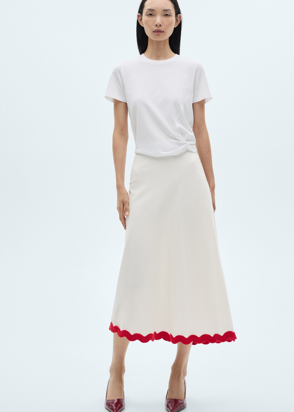 Semi-transparent floral-embroidered skirt - Women | MANGO USA