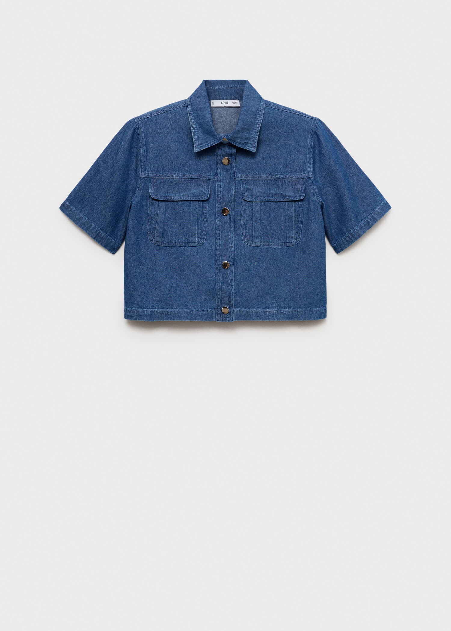 เสื้อเชิ้ตผ้าเดนิมแบบครอป - สินค้าที่ไม่มีแบบ