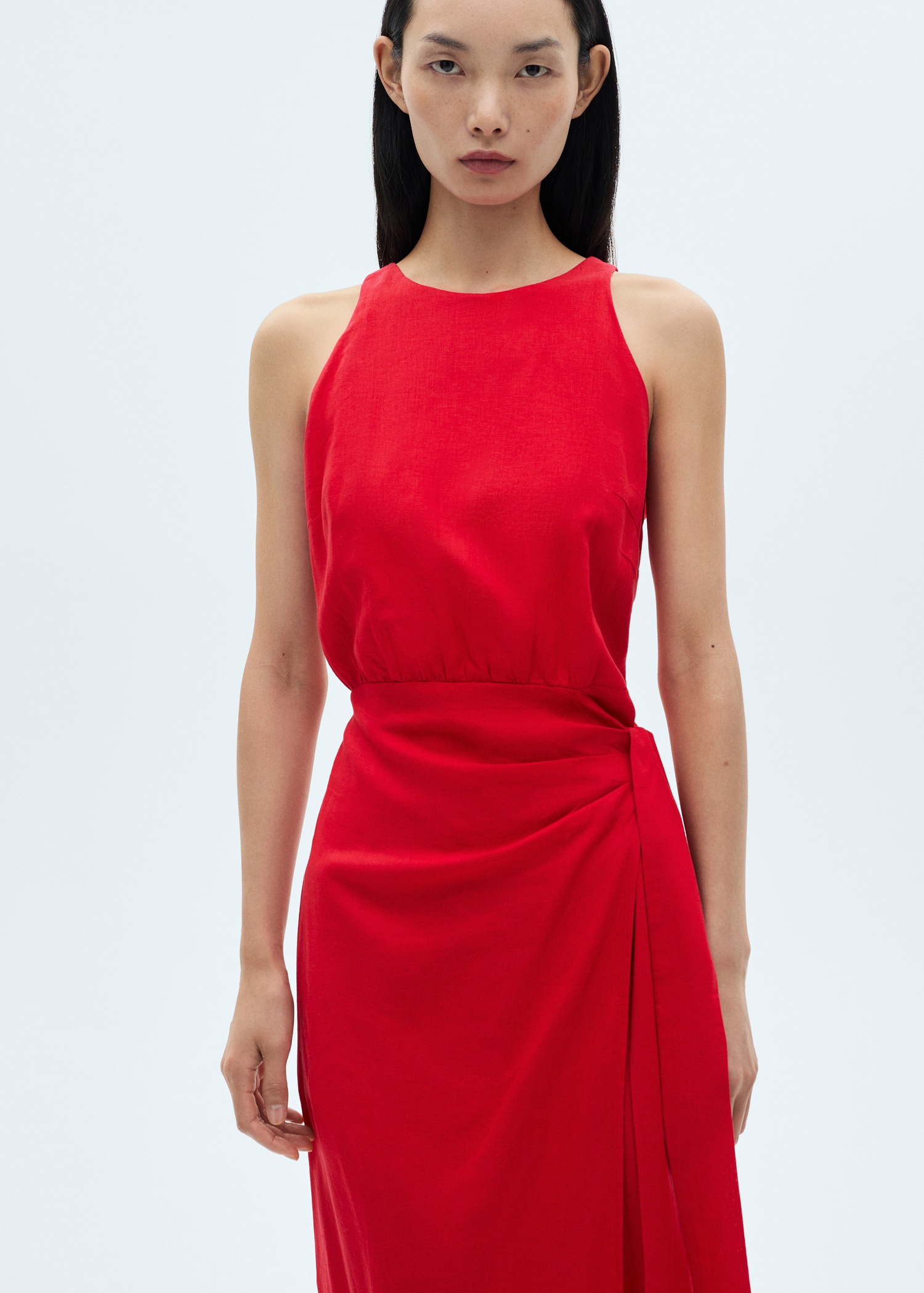 Vestido lino falda pareo - Plano medio
