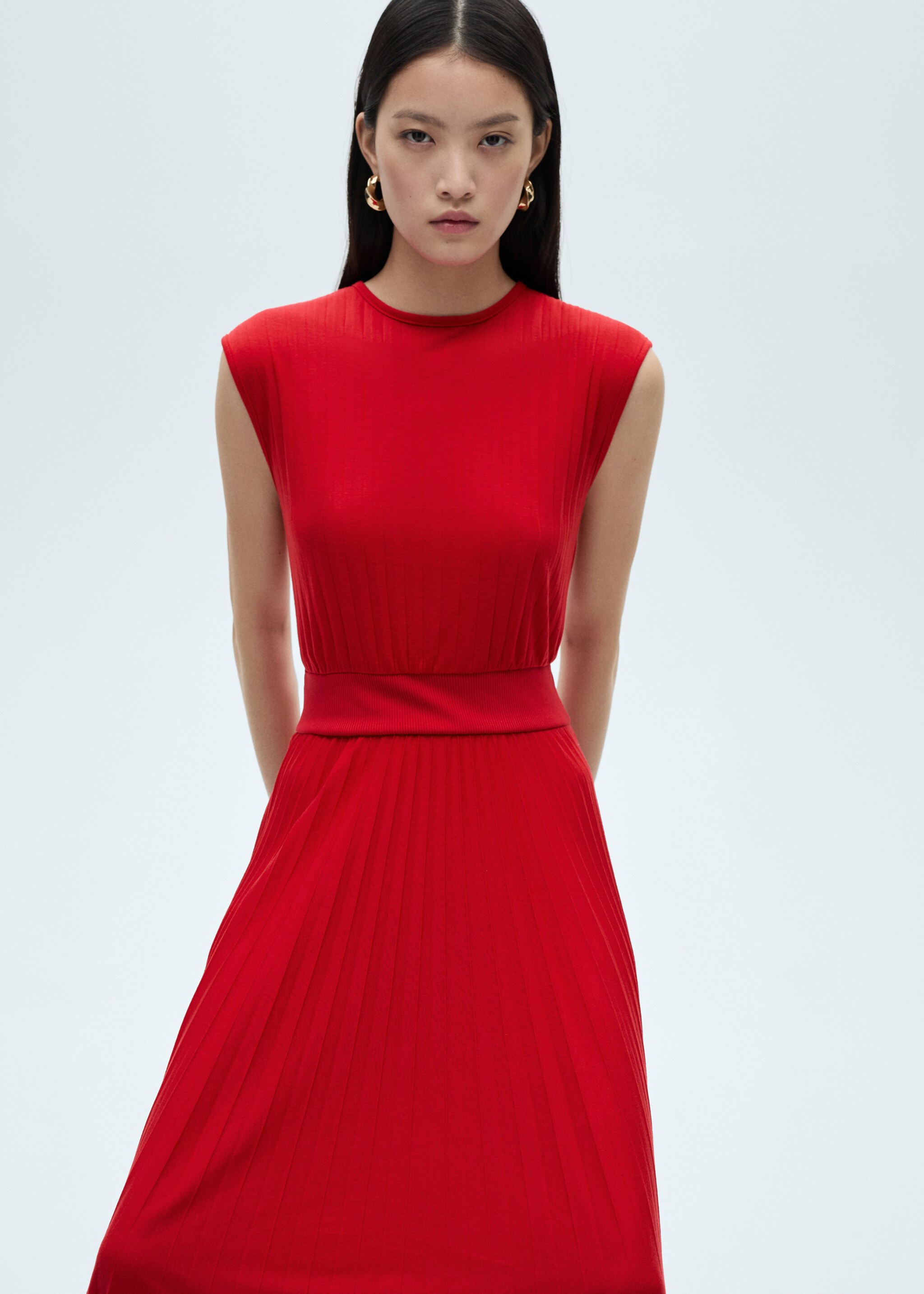 Elastic waist pleated dress - Medium plane