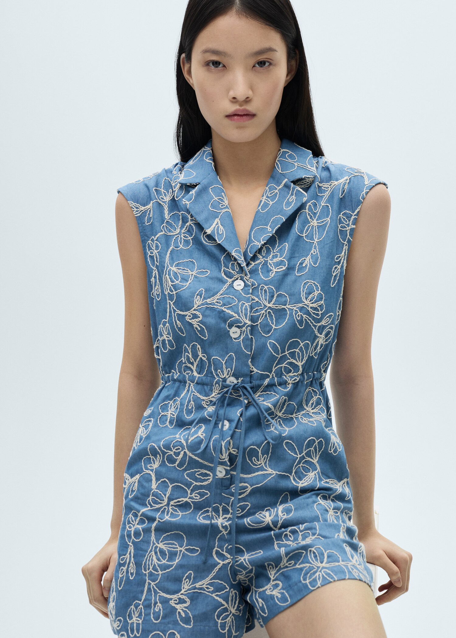 Denim overalls with embroidered detail - Medium plane