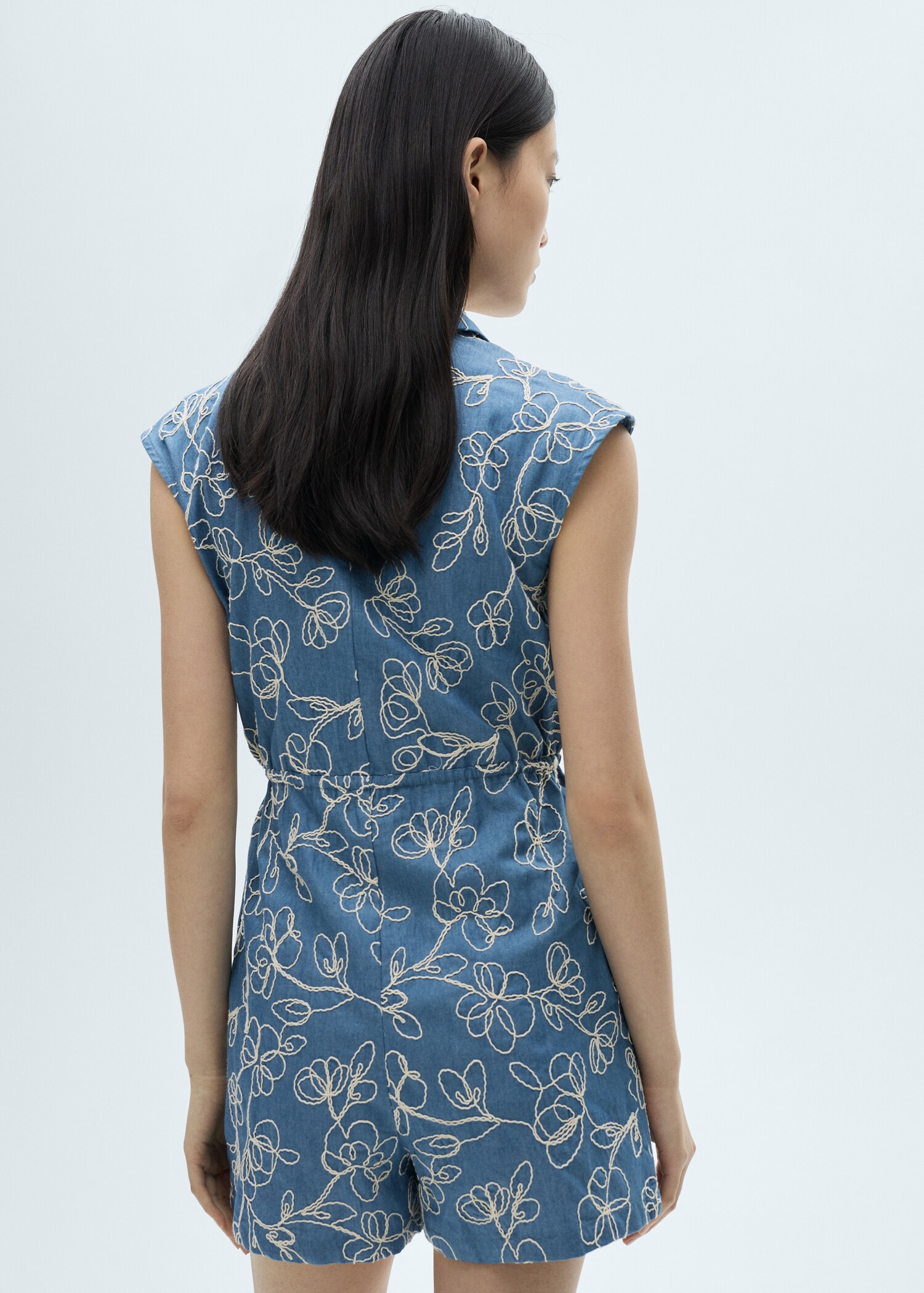 Denim overalls with embroidered detail - Reverse of the article