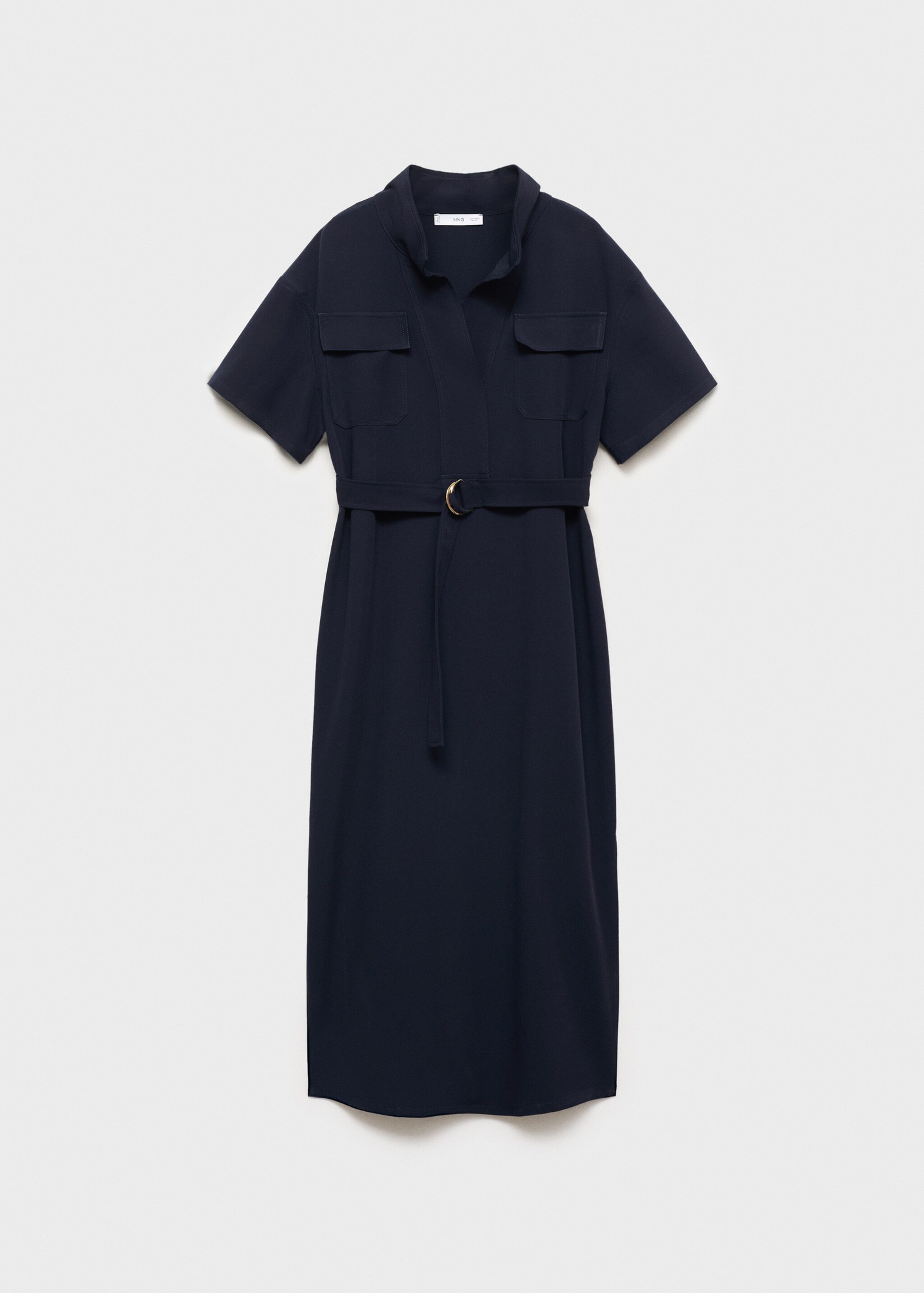 Robe manches courtes avec ceinture - Article sans modèle, Bleu. Ref: 87090595-00.