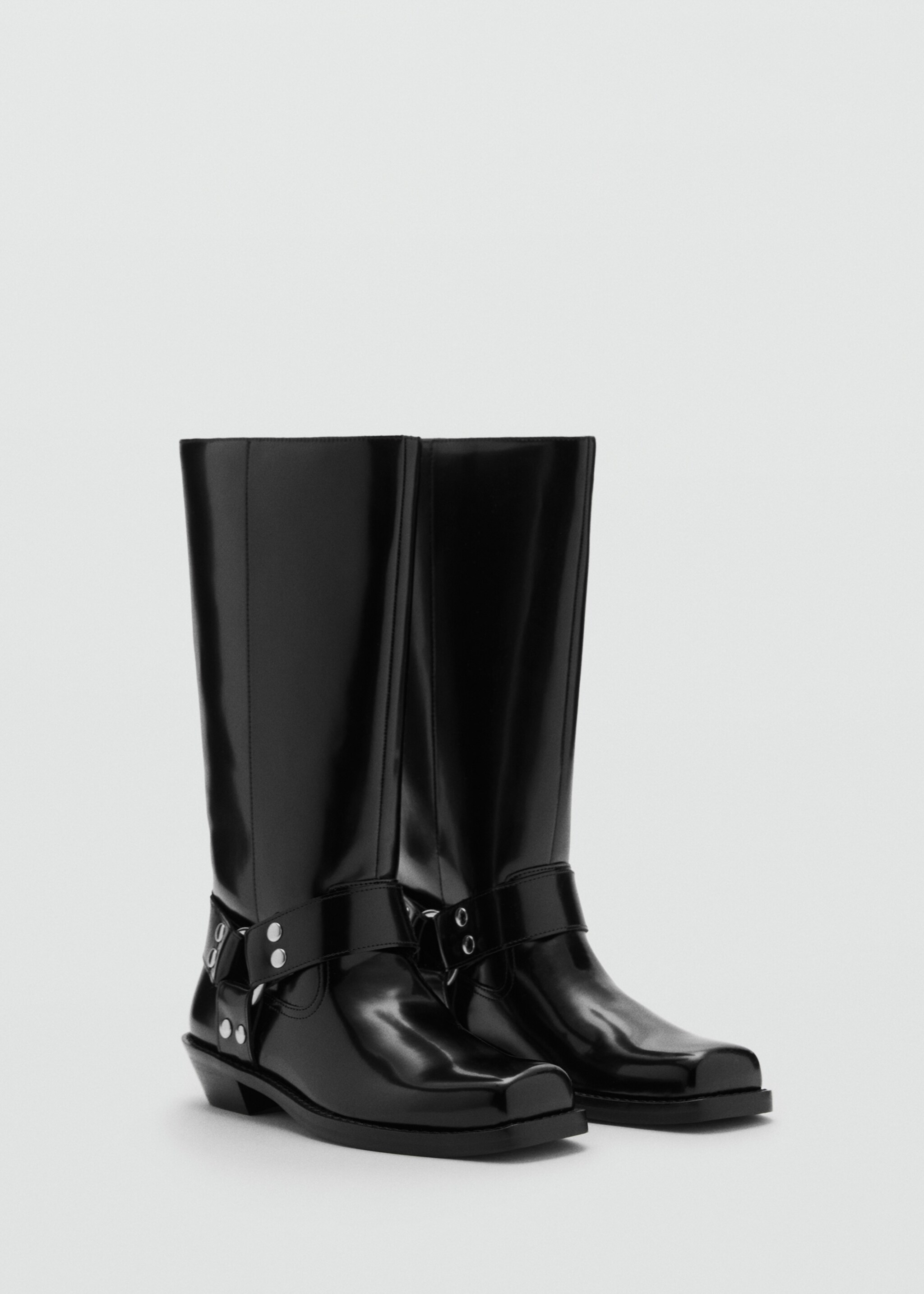 Square toe boot with metallic details - Medium plane