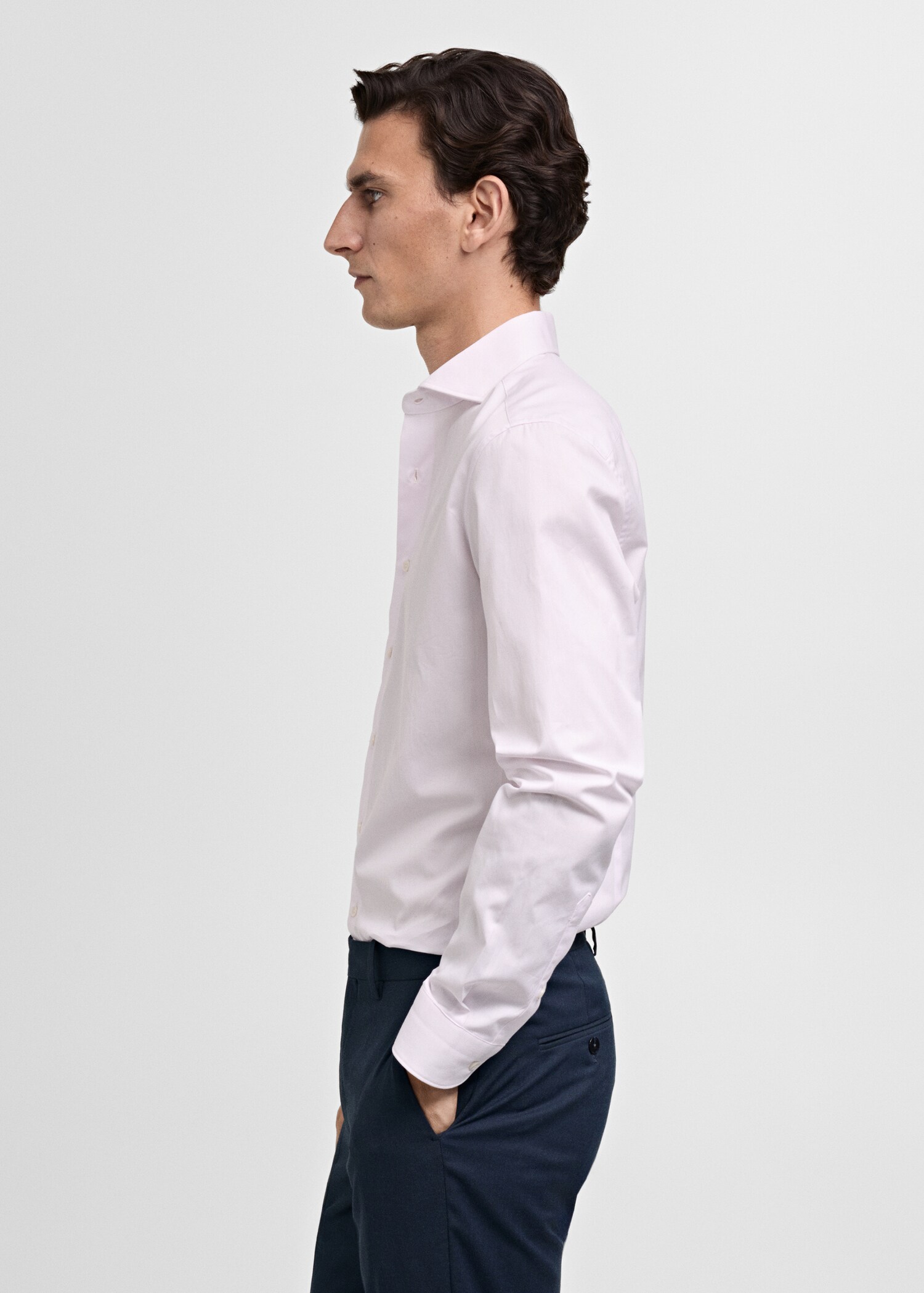Slim Fit-Anzughemd aus 100 % Baumwolle - Detail des Artikels 2