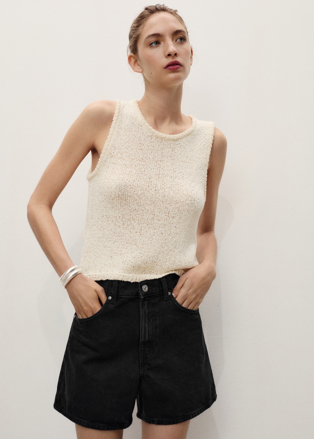 Mango High-rise denim shorts