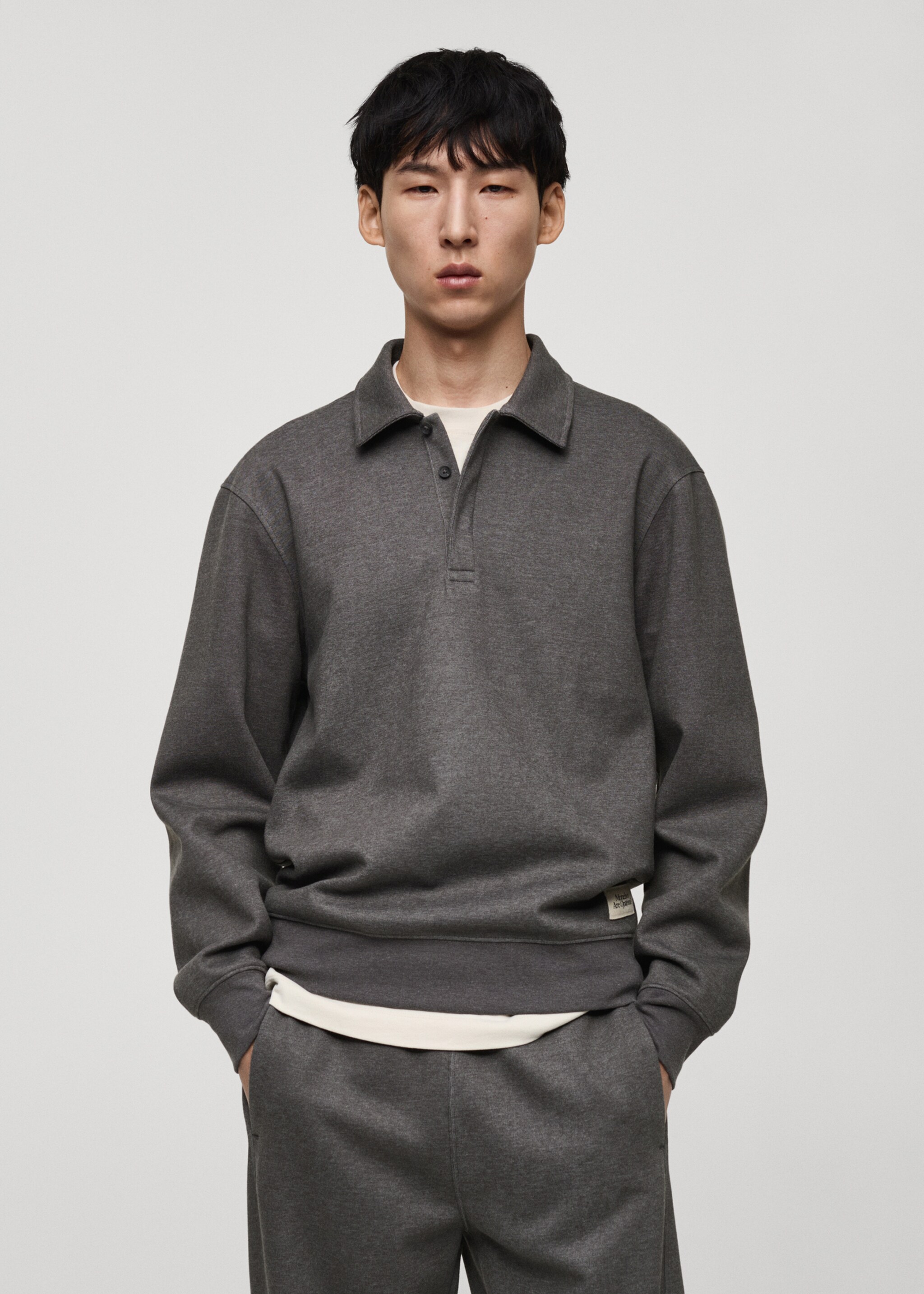 Polosweatshirt met geborduurd detail - Middenvlak