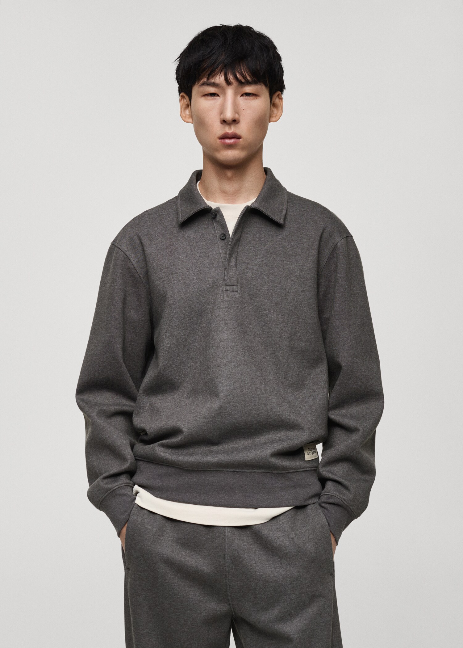 Sudadera polo detalle bordado - Plano medio