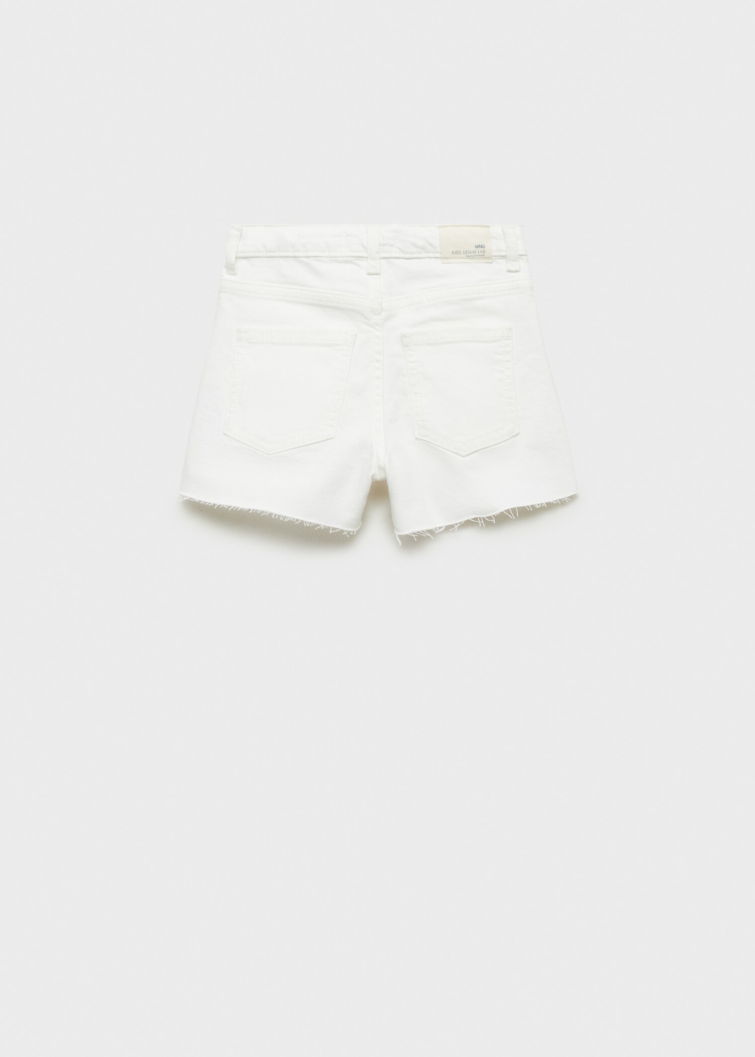 Denim shorts with frayed hem - Reverse of the article