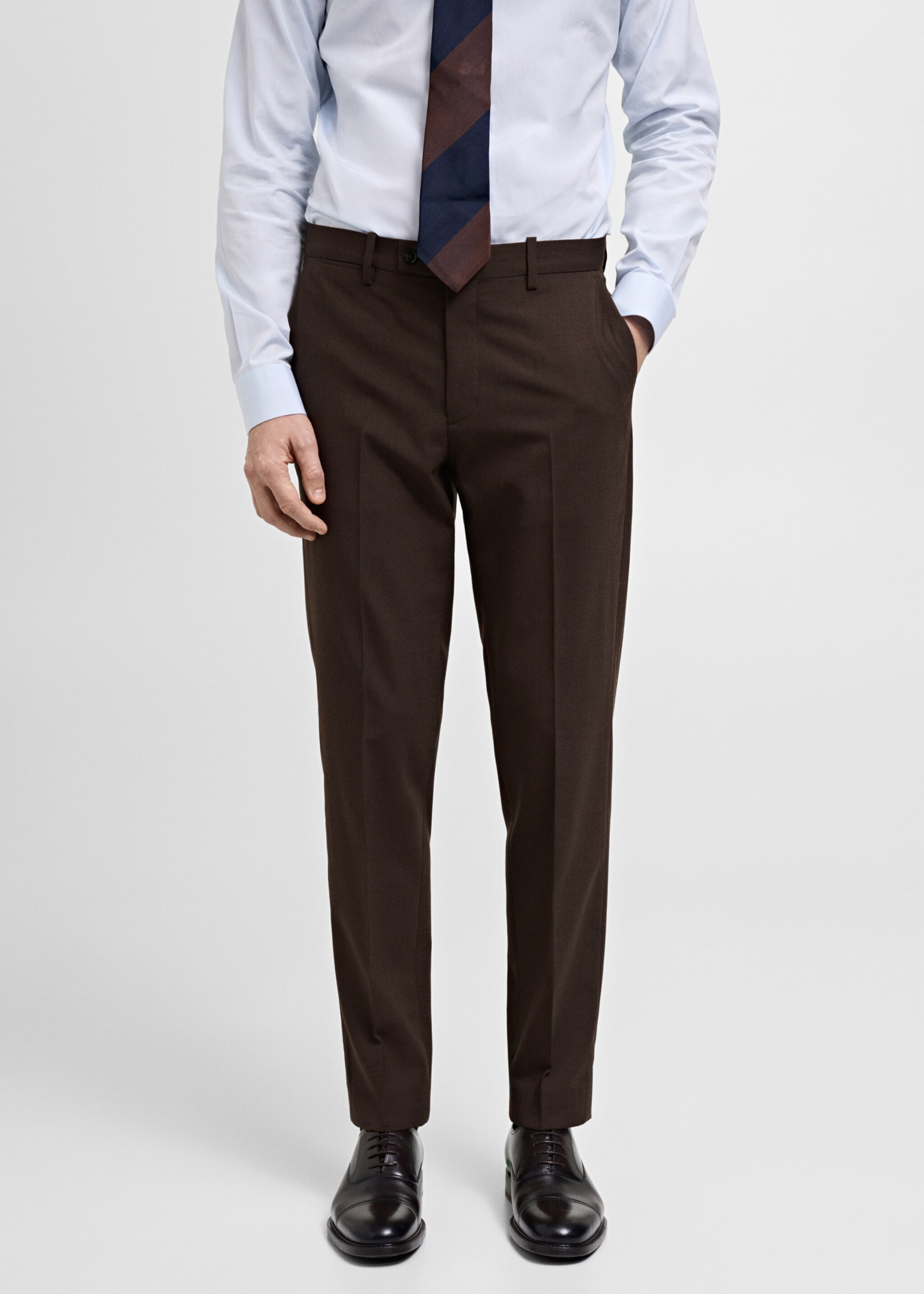 Turin pantalon 100% wol - Middenvlak, Bruin. Ref: 87090621-00.