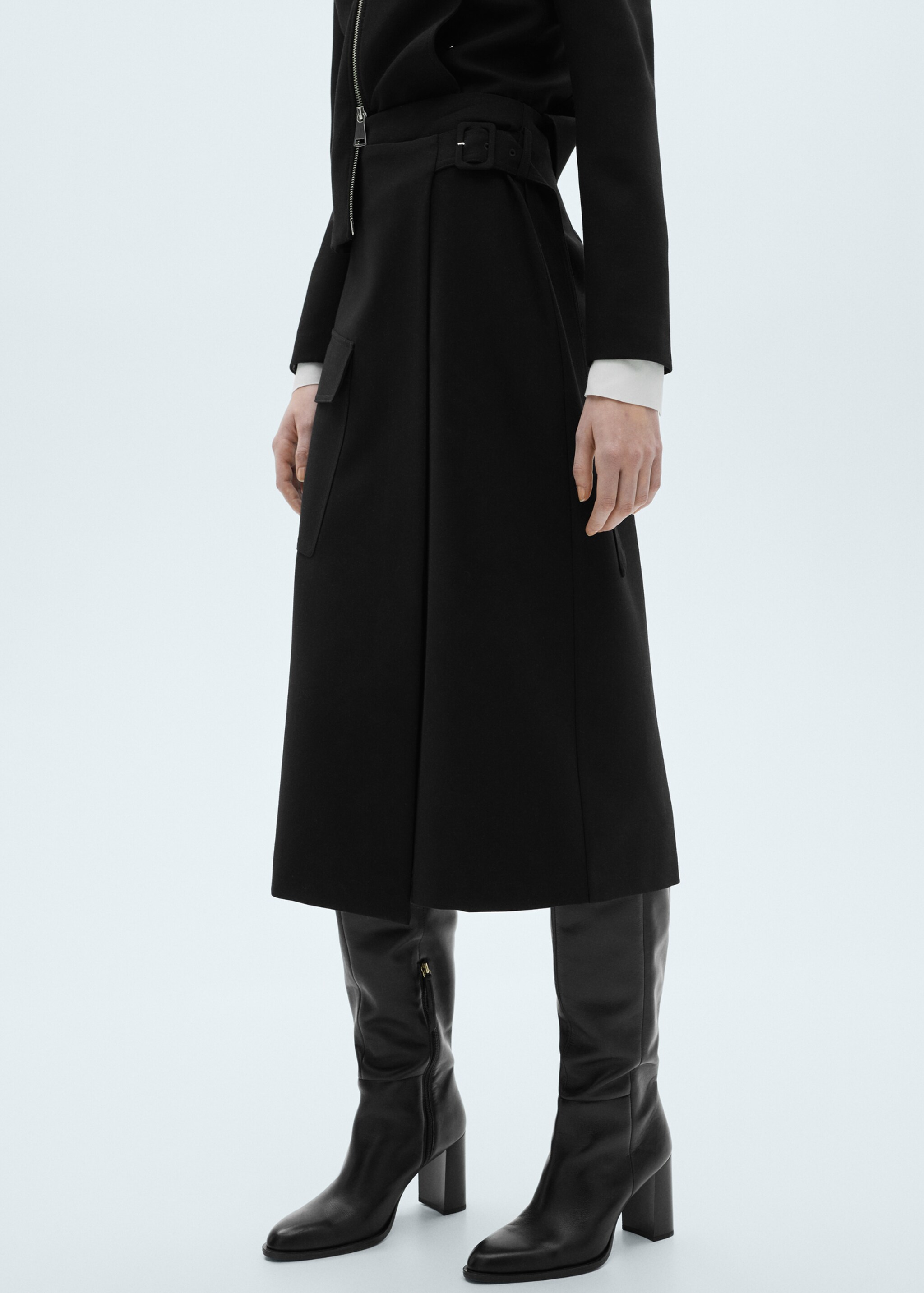 Midi skirt with buckle detail - Medium plane