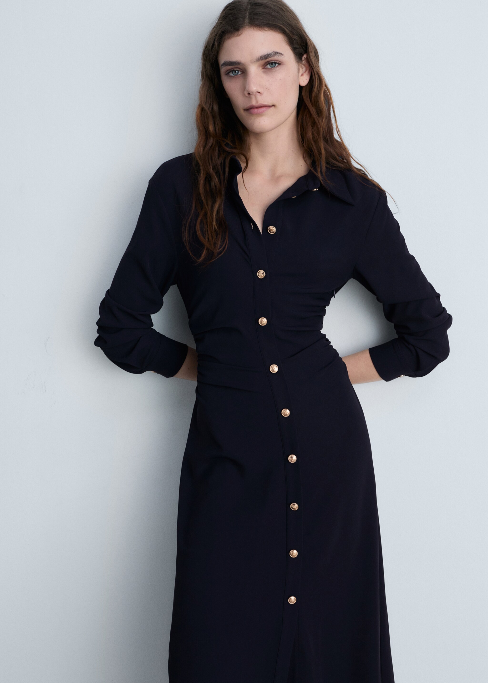 Midi-dress with draped waist - Medium plane