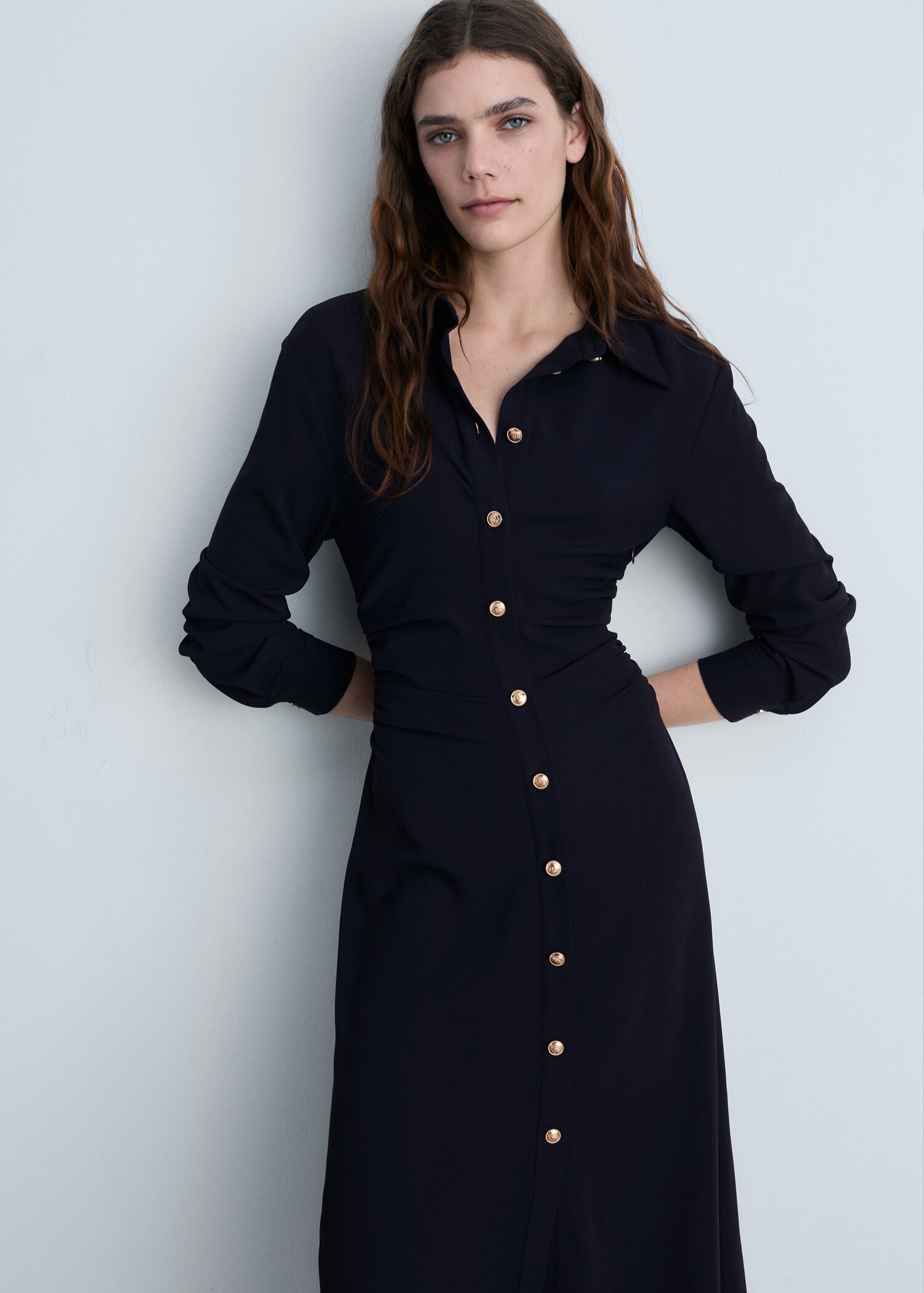 Midi-dress with draped waist - Medium plane