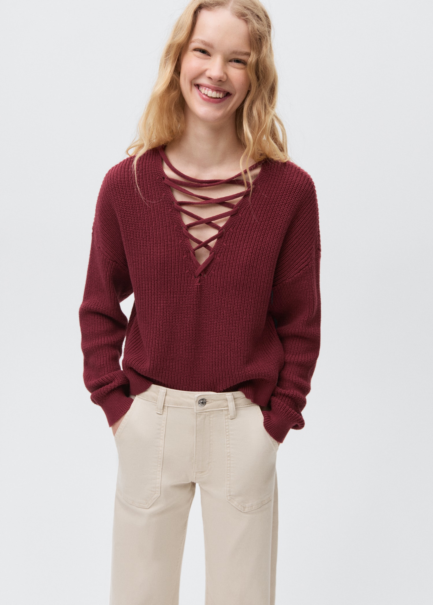 Blugi culottes cu buzunare - Plan mediu