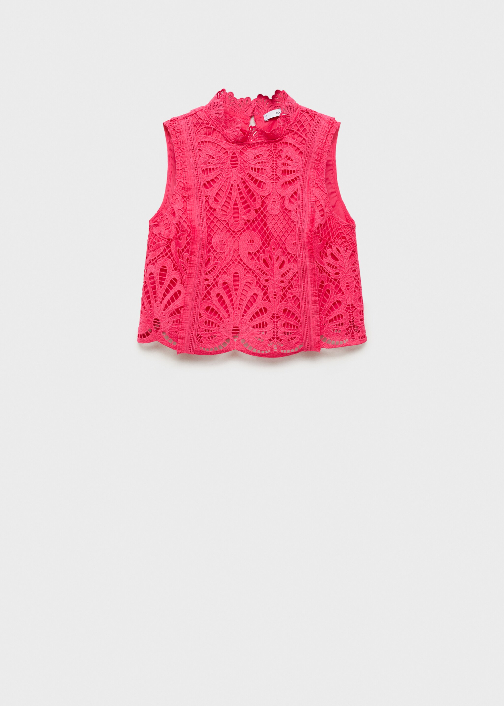 Crochet perkins-neck top - Article without model, Fuchsia. Ref: 87092530-00.