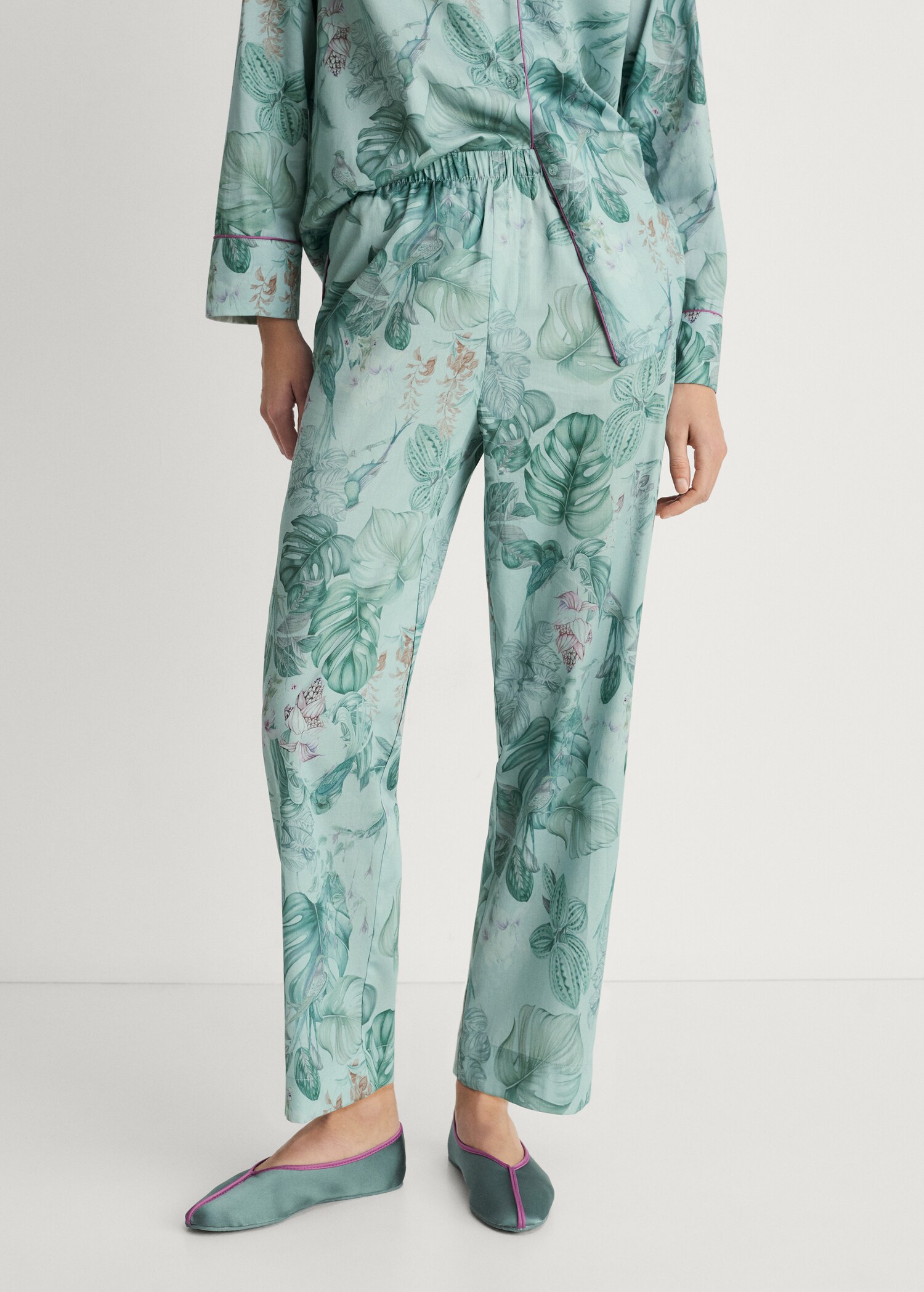 Tropical-print pajama pants - Medium plane