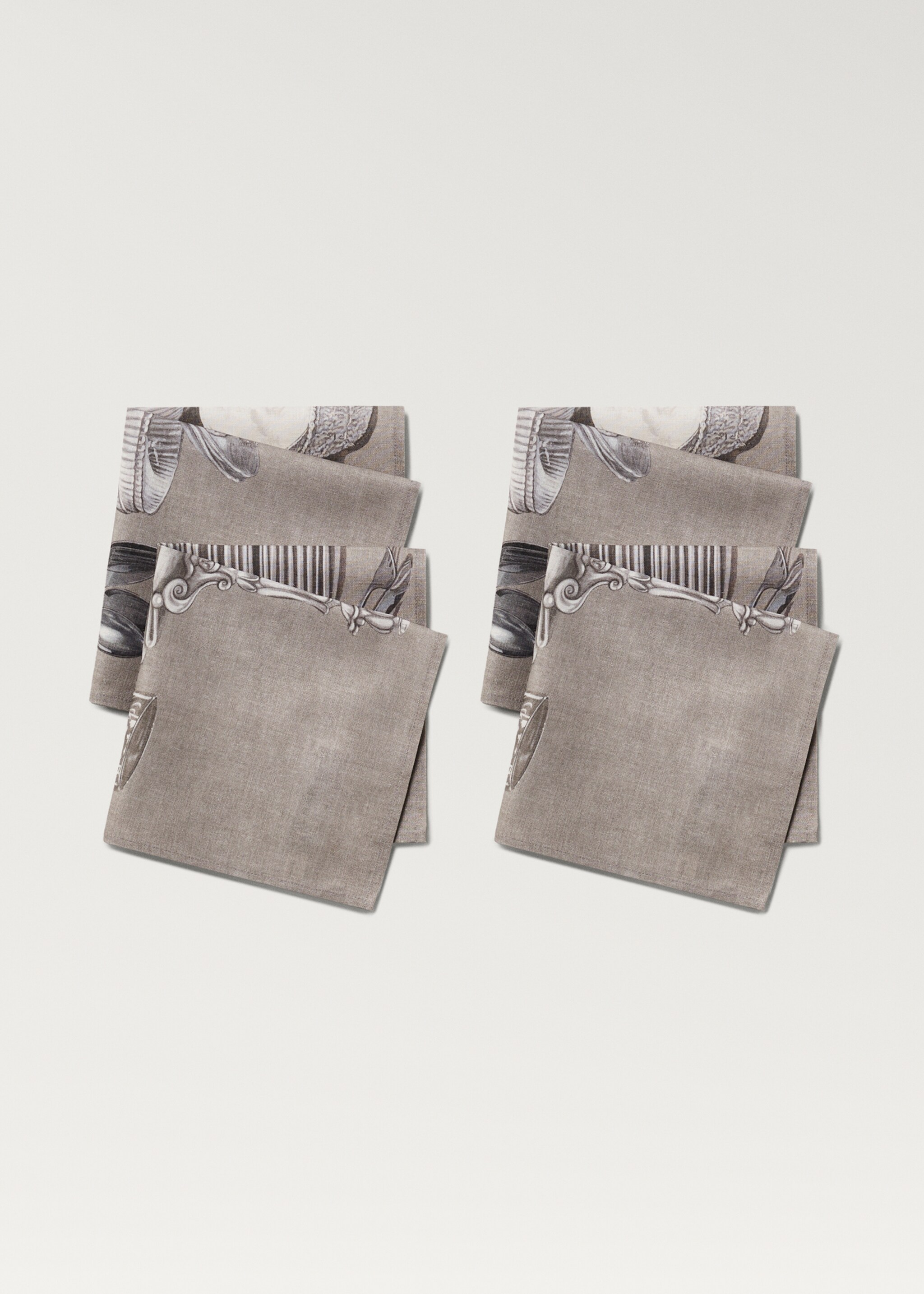 Cotton linen napkins with tableware print - Details of the article 2