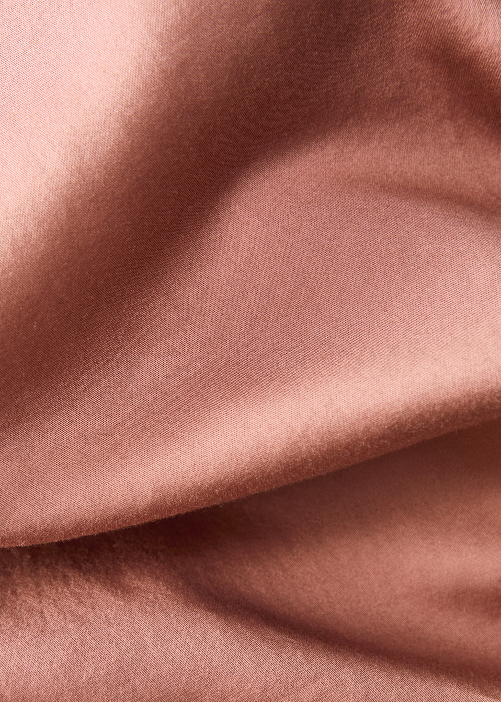 Washed cotton satin fitted sheet Single bed - Details of the article 2, Russet. Ref: 87092951-00.