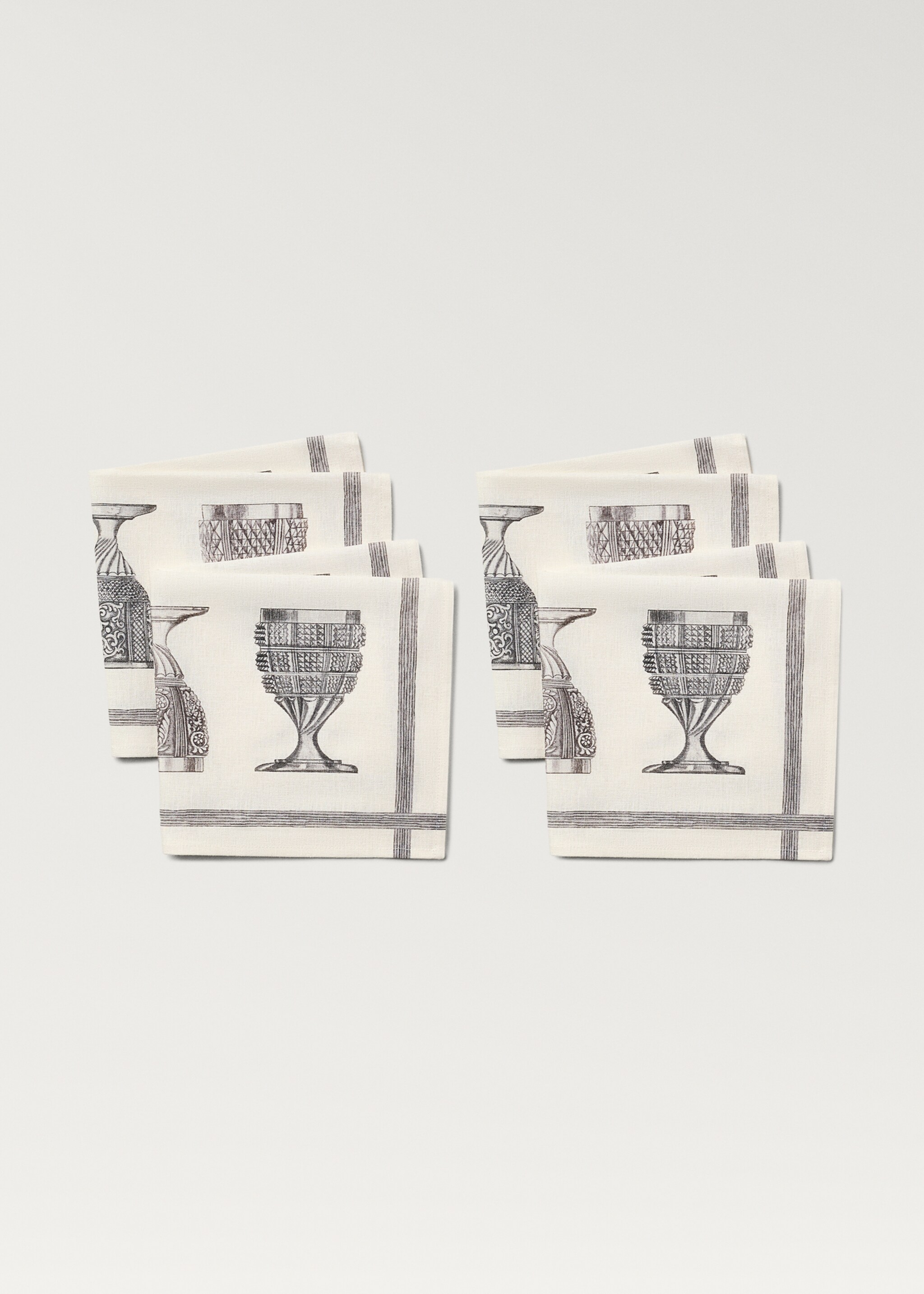 Cotton linen napkins with glasses print - Details of the article 2